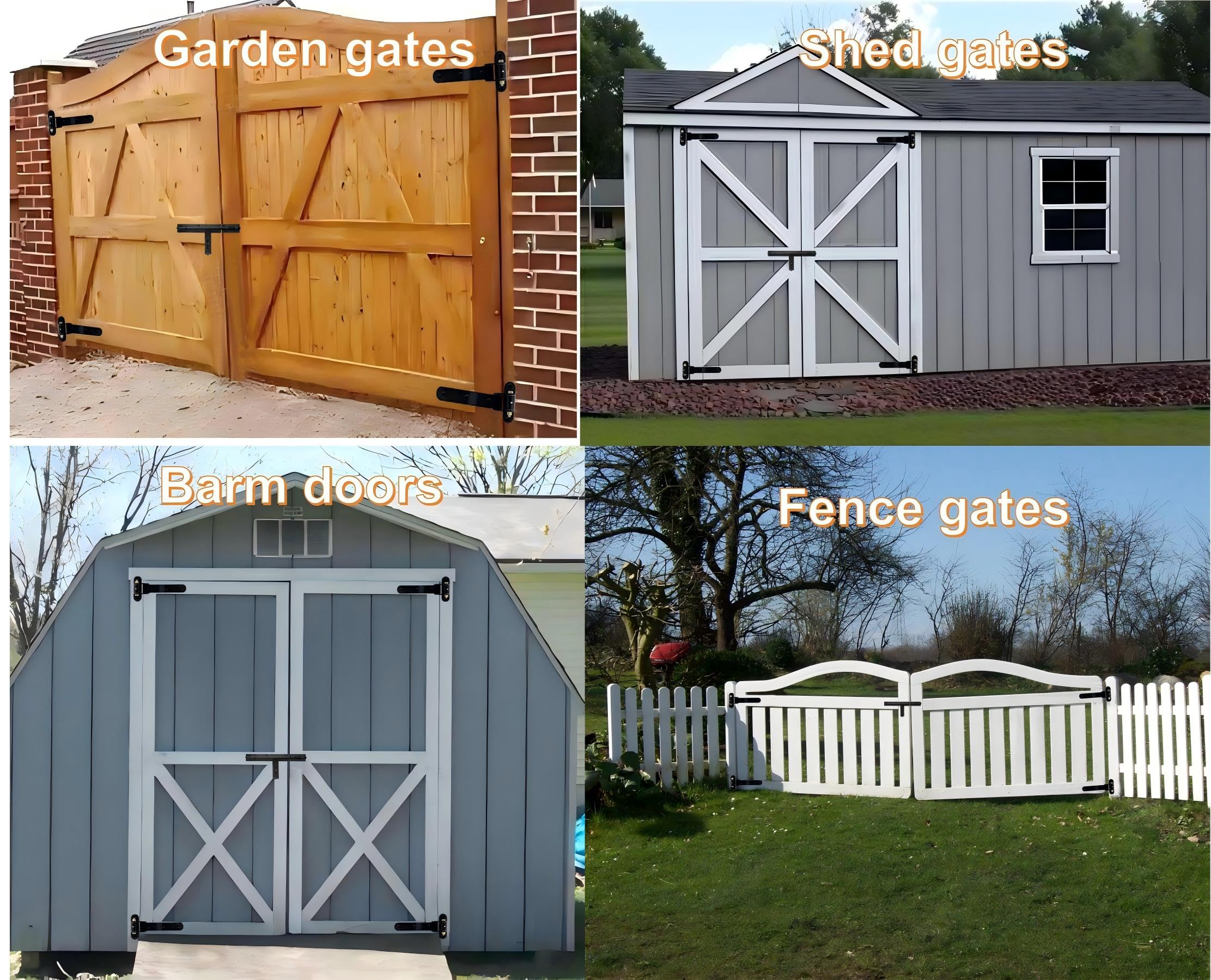 Bisagras de puerta resistentes, 13 pulgadas, capacidad de 900 libras, 180 grados, acero al carbono, atornillables para puertas de madera y metal