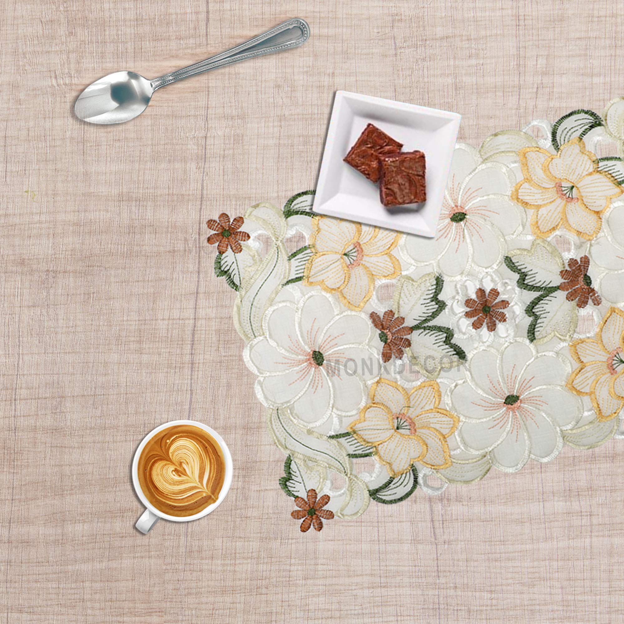 MONKDECORCutwork (Model- 022) Tissue Placemats (Size-12x18 Inches) Set of 4 Pieces- Yellow