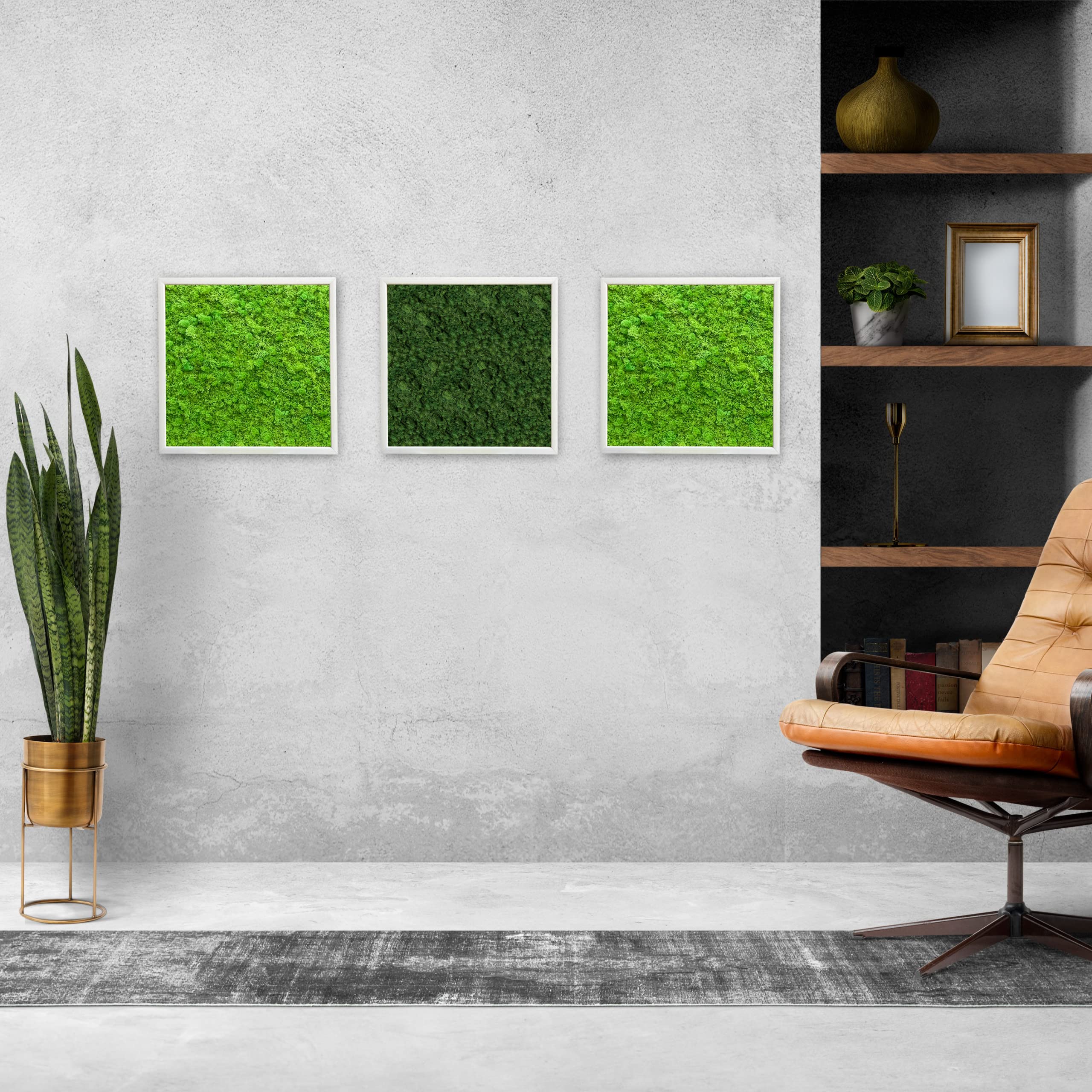 Quadro in Muschio Stabilizzato (70x70cm, Verde Prato) cm, Lichene Premium - Cornice in Legno Rinforzato, Ecologico e Senza Manutenzione - Durata Oltre 10 Anni, Decorazione Naturale per Casa e Ufficio