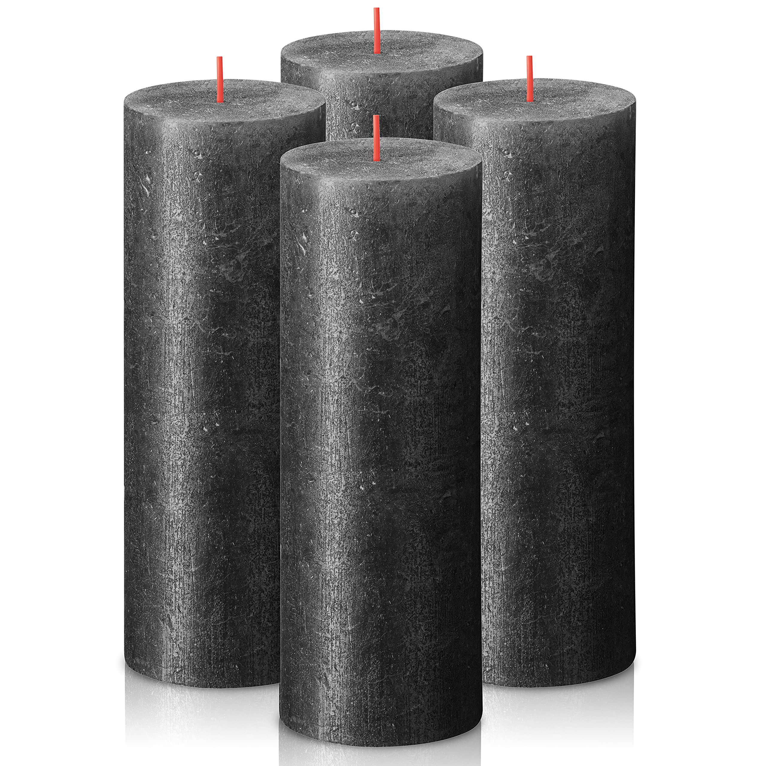 BOLSIUS Anthracite Black Shimmer Metallic Pillar Candles 4 Pack - 2.75 X 7.5 Inches - Premium European Quality - Includes Natural Plant-Based Wax - Unscented Smokeless 85 Hour Wedding Candles
