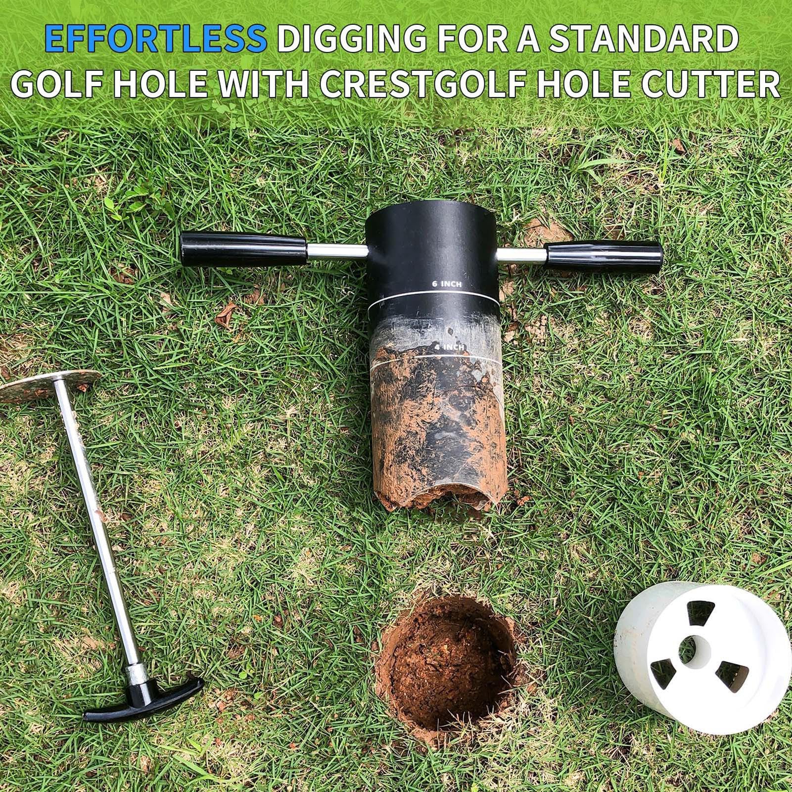 Golf Hole - Stalowy odłączany obcinak do treningu na podwórku, trening ogrodowy z przenośną funkcją, Outdoor Game Tool do piłek do trawnika, kolor czarny srebrny, kompaktowy futerał do przechowywania