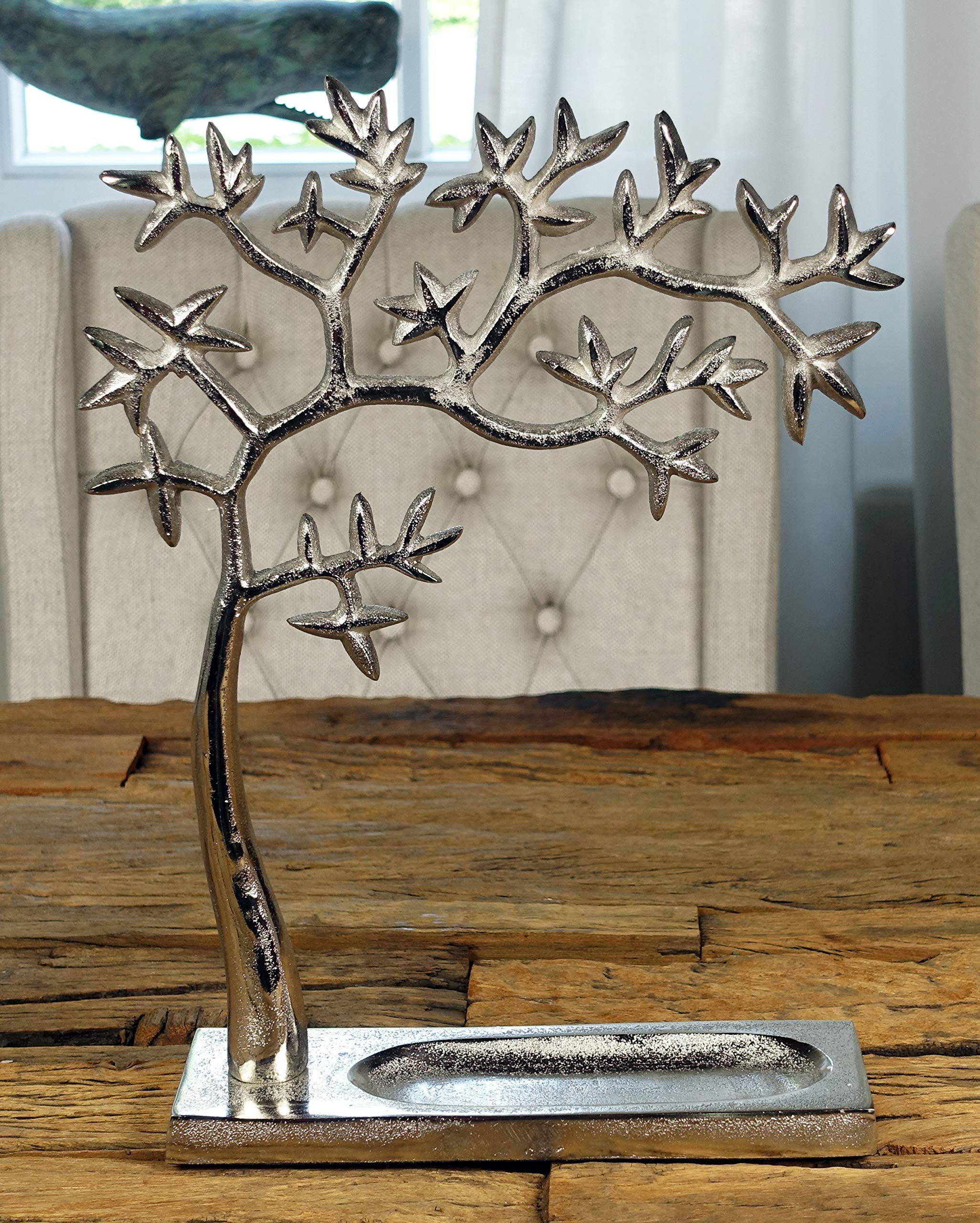 Schmuckbaum Schmuckständer Schmuckhalter Lebensbaum Dekobaum Aluminium Silber - Schmuck Baum für Ringe, Ketten und Armbänder - in 2 Größen 31 cm oder 37,5 cm