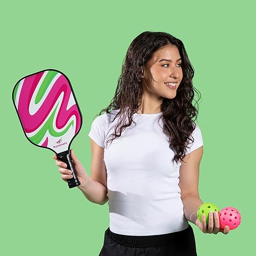 Miniatura 9 de Juego de palas de pickleball  Raquetas de pickleball, 2 paletas de pickleball de fibra de carbono, 2 pelotas para exteriores + 2 bolas de interior,