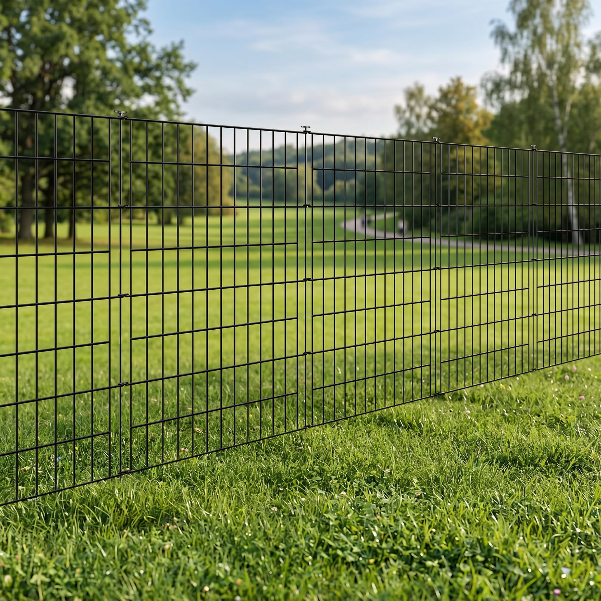 Thealyn Gartenzaun, 5 Paneele, rostfreies Metall, für Hunde, Haustiere, Tierbarriere, Gartenzaun, Bordüre für Hof, Terrasse, Blumenbeet, 101 cm H x 71 cm B (5 Paneele, Länge 3,5 m)