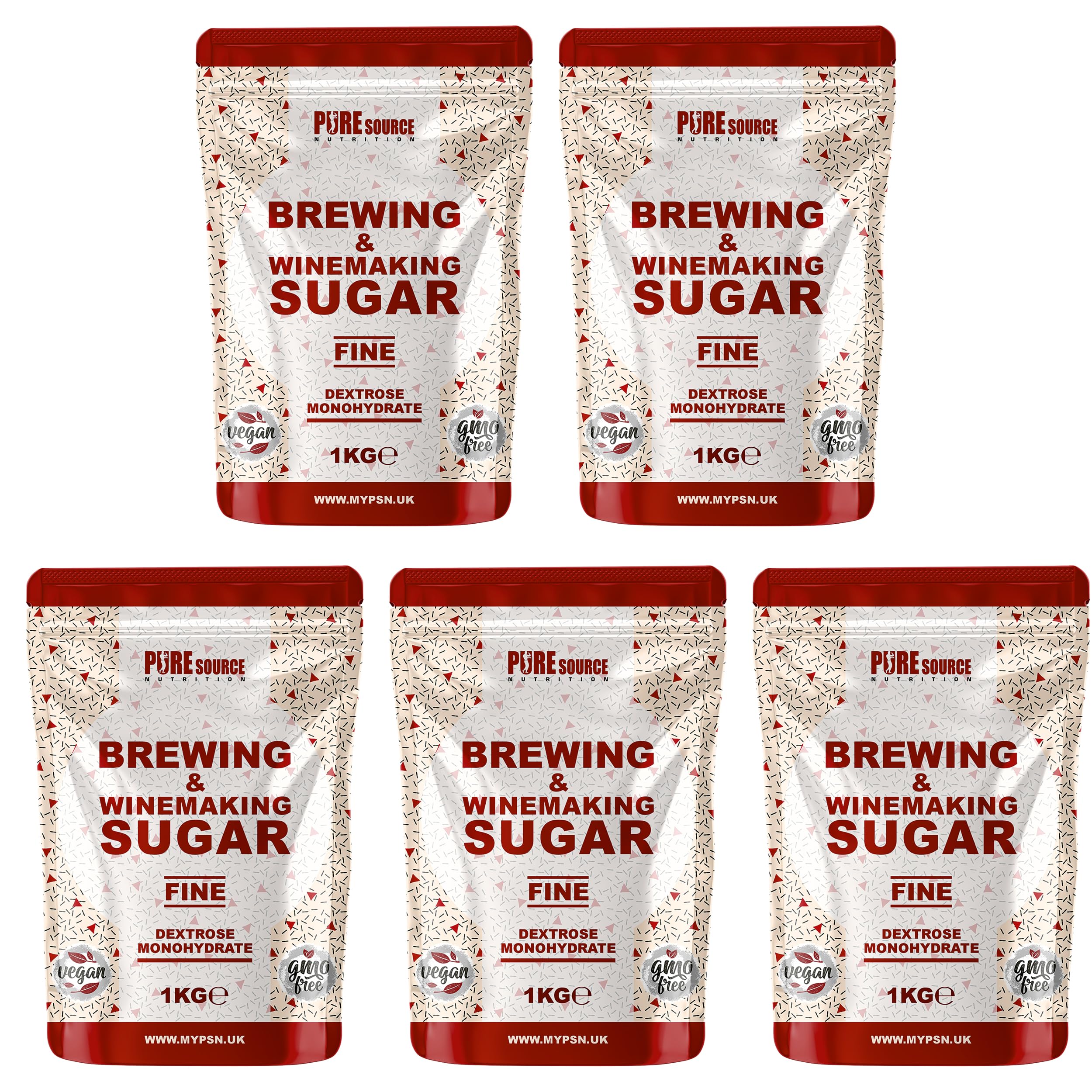 Pure Source NutritionBrewing Sugar (Glucose) 1KG x 5 = 5KG Home Brew Beer, Lager, Cider, Wine, Spirits Kits, Beer Brewing, Wine Making Sugar