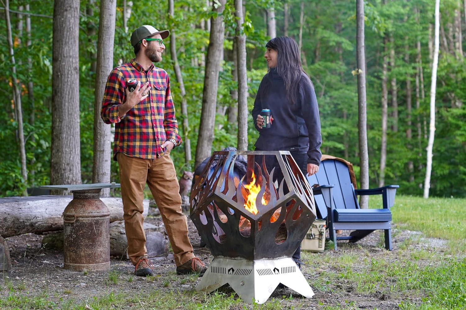 The Insane Fire Pit - Stainless Steel Fire Pit - For Lake or Mountain Home - Enjoy with friends or Solo. Superior to Smokeless Firepit, Made in USA