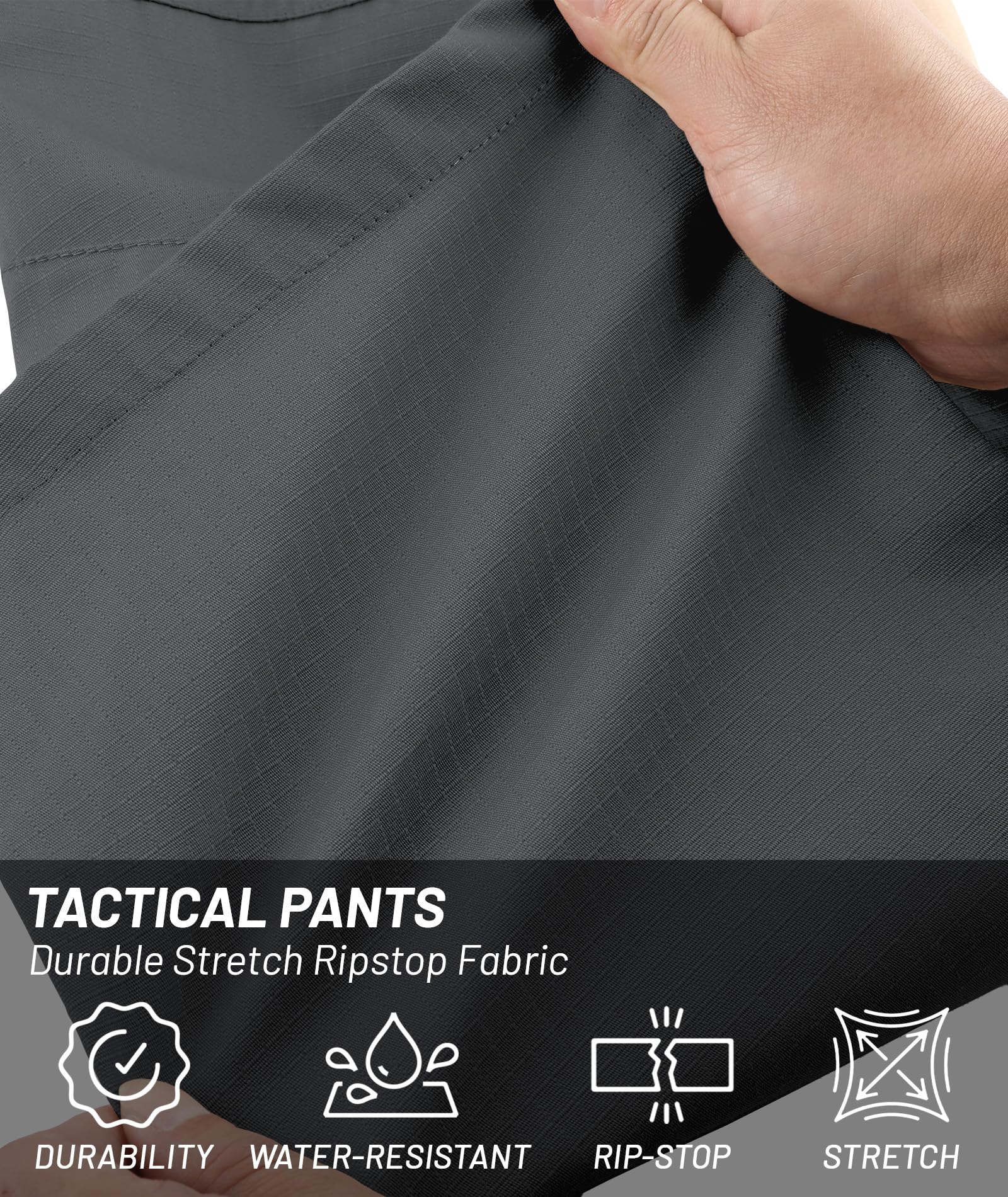 ZITY Pantalones de Trabajo para Hombre, resistentes, de combate, elásticos, tácticos, con múltiples Bolsillos, Cintura semielástica