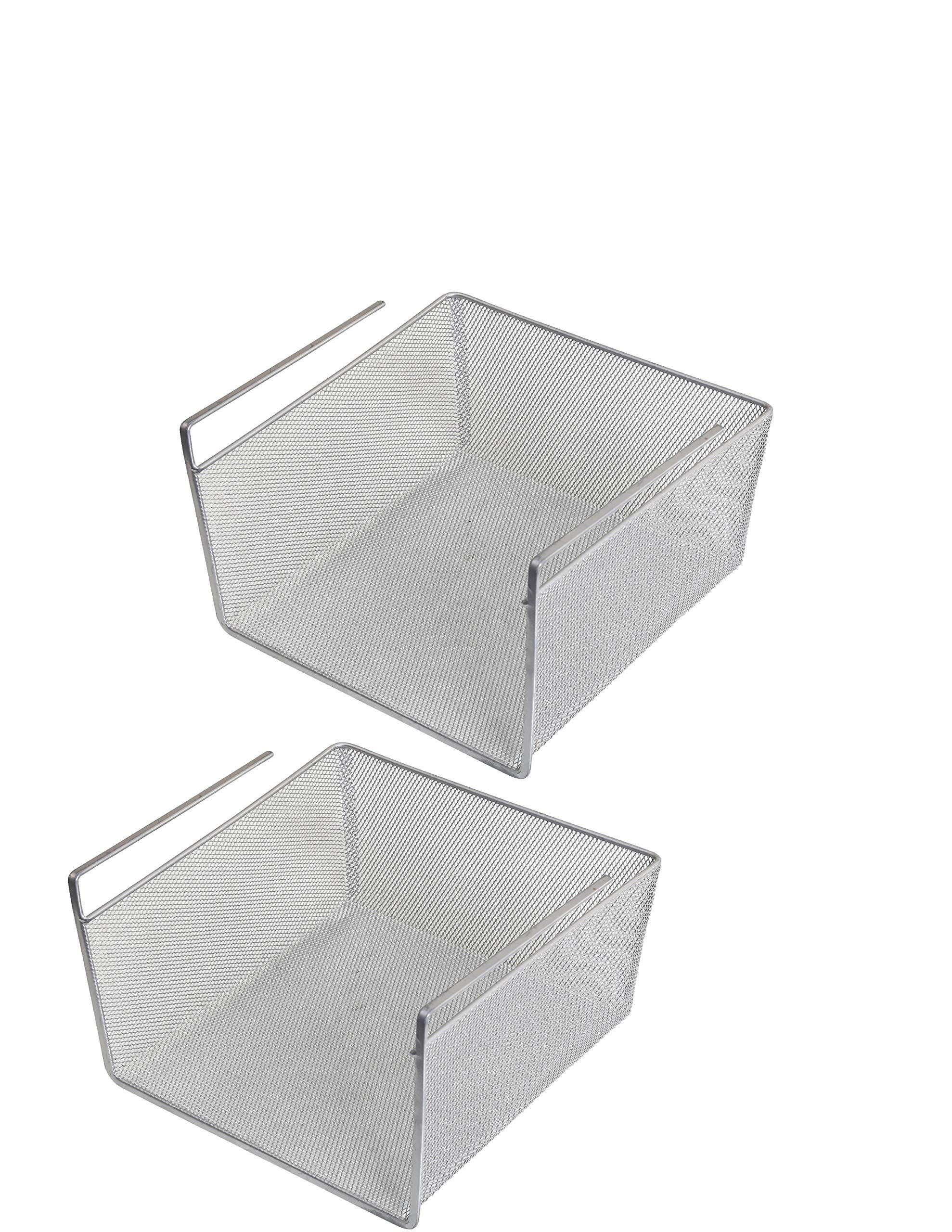 YBM Home Under Shelf Basket (2-Pack) Mesh Stainless Steel Storage Under Cabinet Hanging Basket Rack Maximize Space in Cabinets, Pantry Room, Bathroom, Laundry Room, and More, 1614