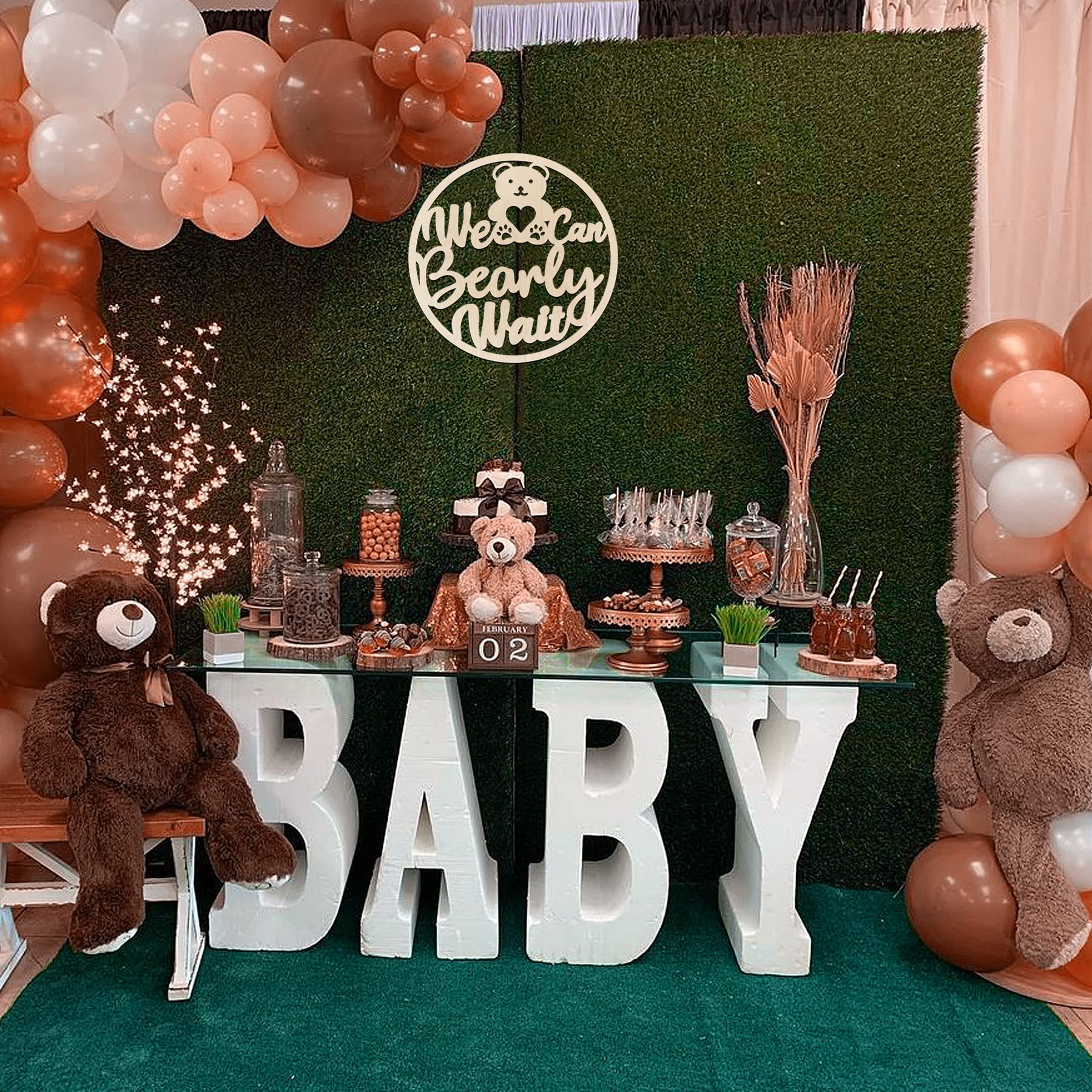 We Can Bearly Wait Wood Sign, Banner,Baby Shower Party Decorations For Gift Perfect, Table Sign For Gender Reveal Backdrop Wall Decor Photo Props Bearly Art