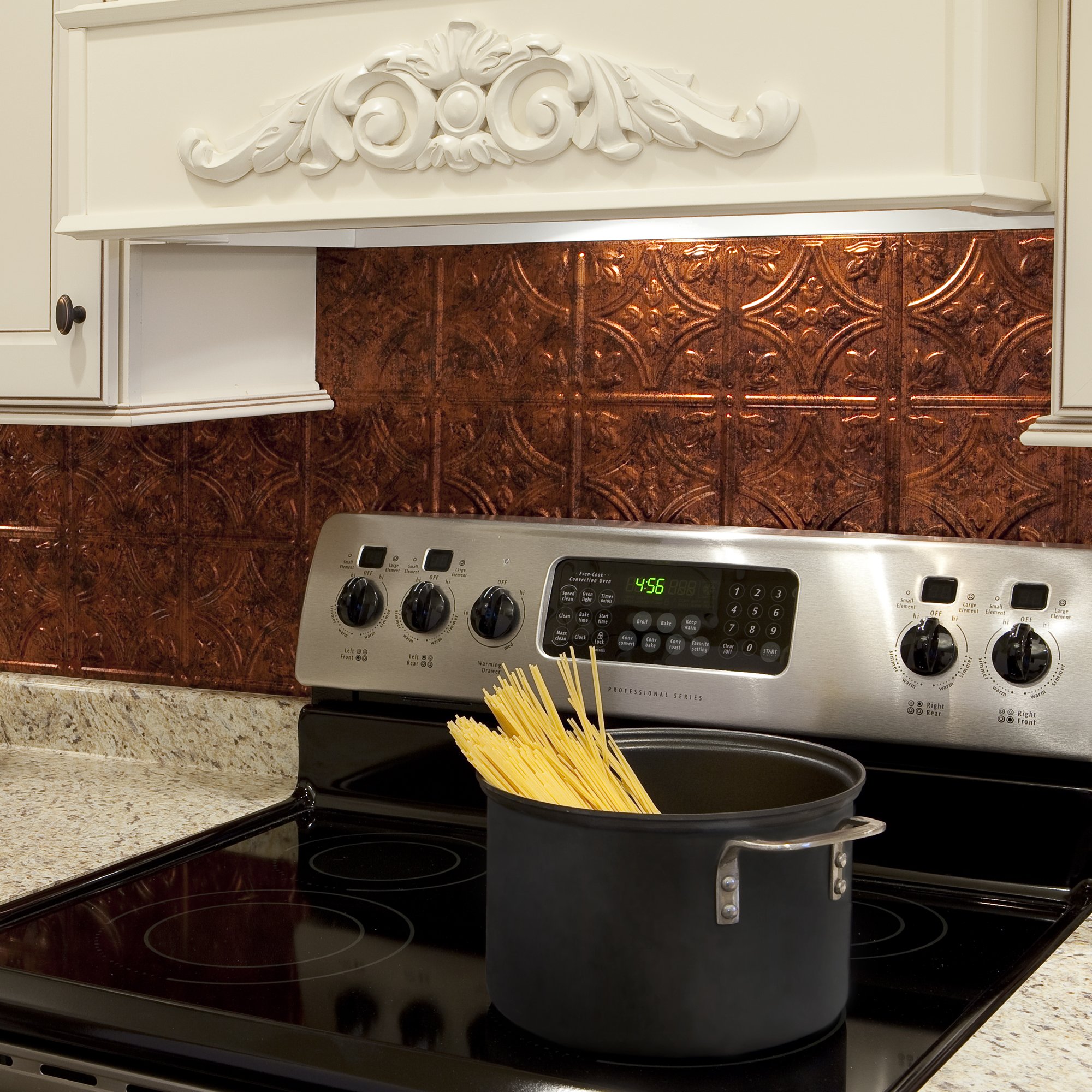 FASÄDE Traditional Style/Pattern 1 Decorative Vinyl Backsplash Panel in Moonstone Copper (6X6 Inch Sample)