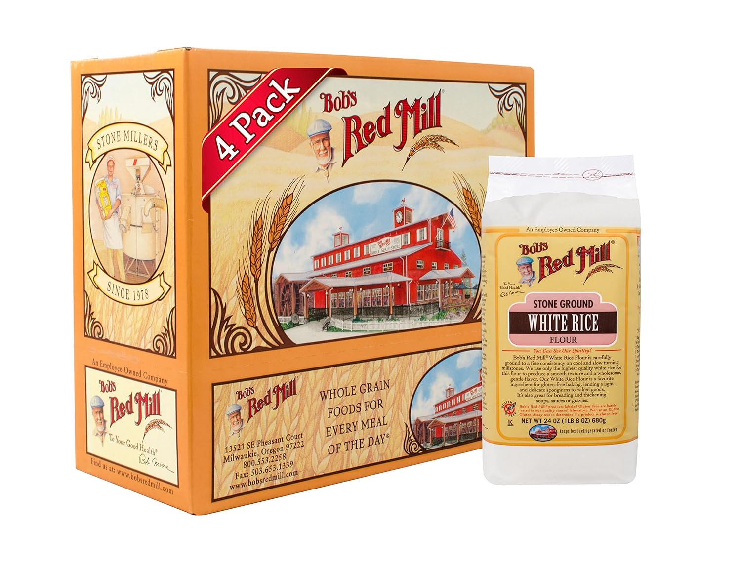 Bob's Red Mill Gluten Free White Rice Flour, 24 Oz (4 Pack