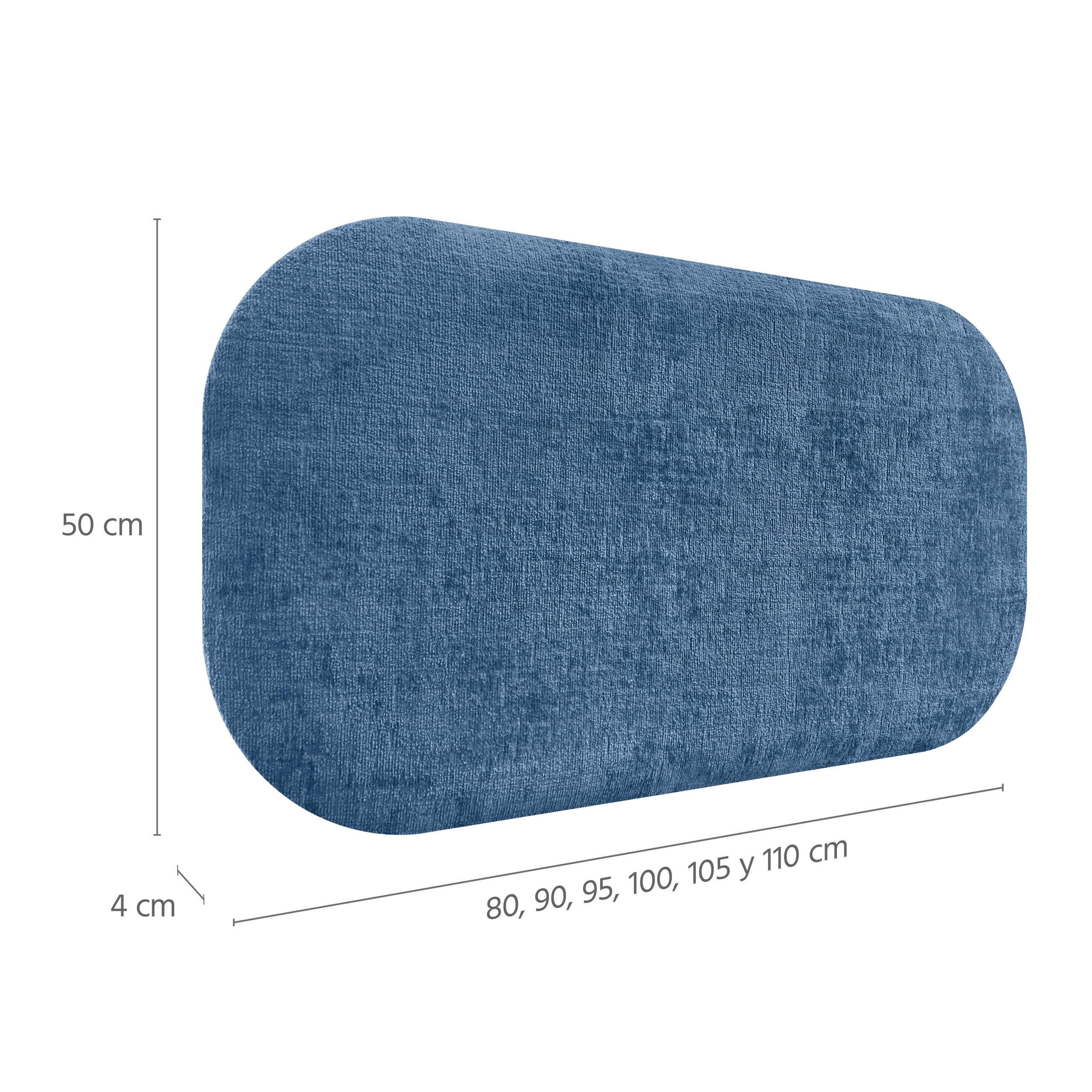 DHOME Cabecero Tapizado Curvo Liso Lana Ecológica Premium 50cm Altura para Pared Acústicos Cabeceros Absorbentes Cabezal Cama Dormitorio (Azul, 80cm)