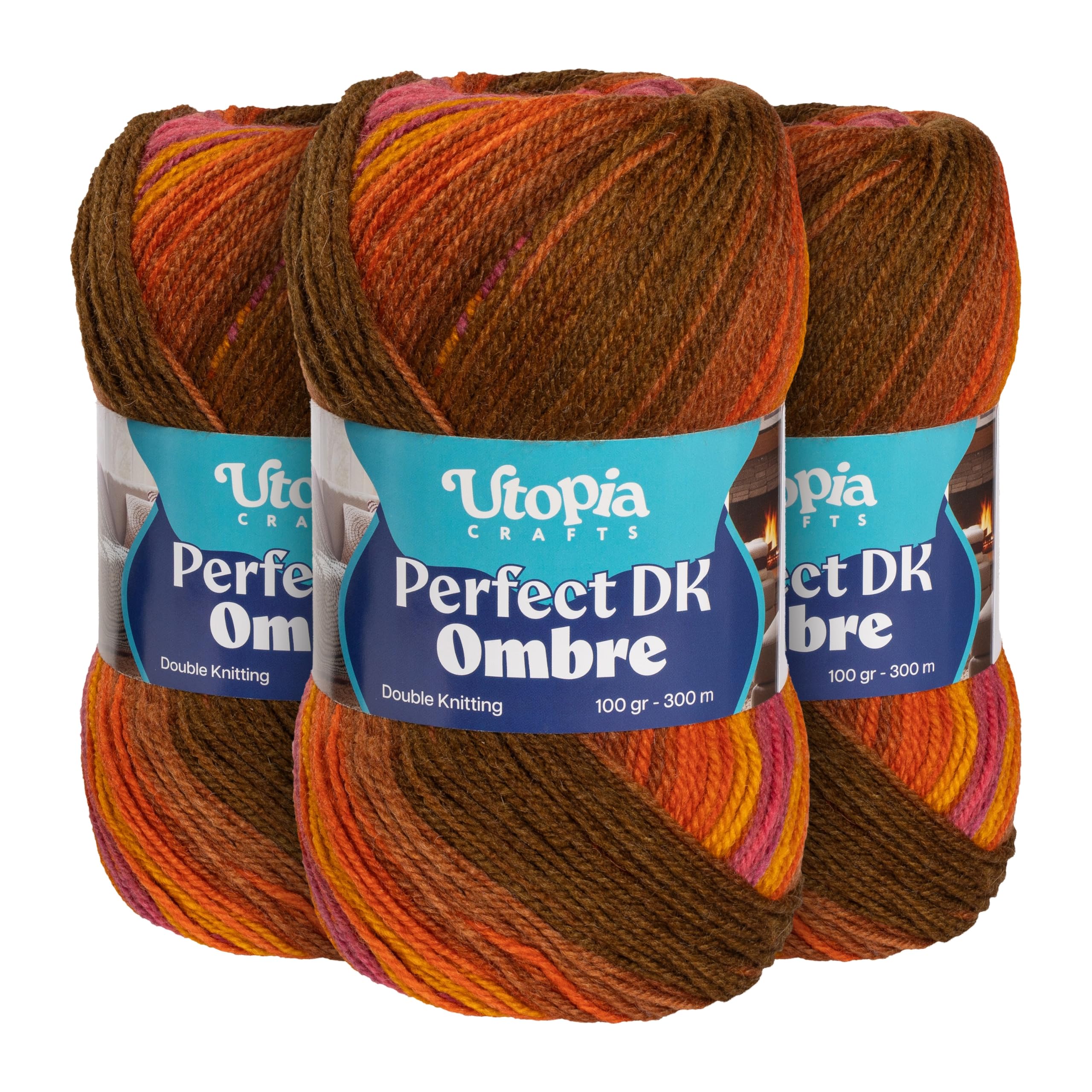 Utopia Crafts DK Ombre Multicolour Double Knitting Yarn 3X 100g (006)