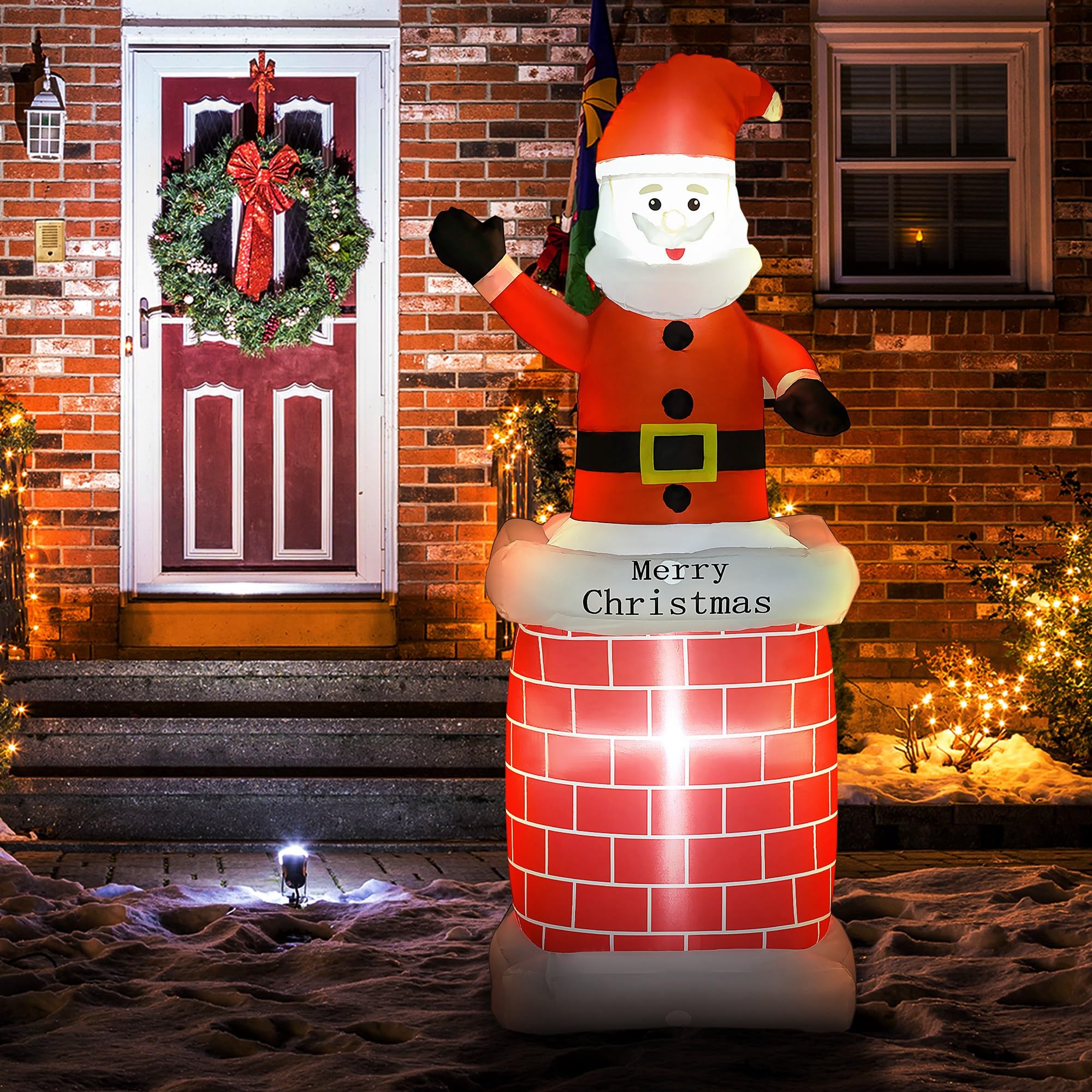 HOMCOM Opblaasbare Kerstijsbeer 1,8 M Decoraties Cadeau Blaasverlichting Voor Huis Buiten Binnen Kerst Tuin~13chblt706o01