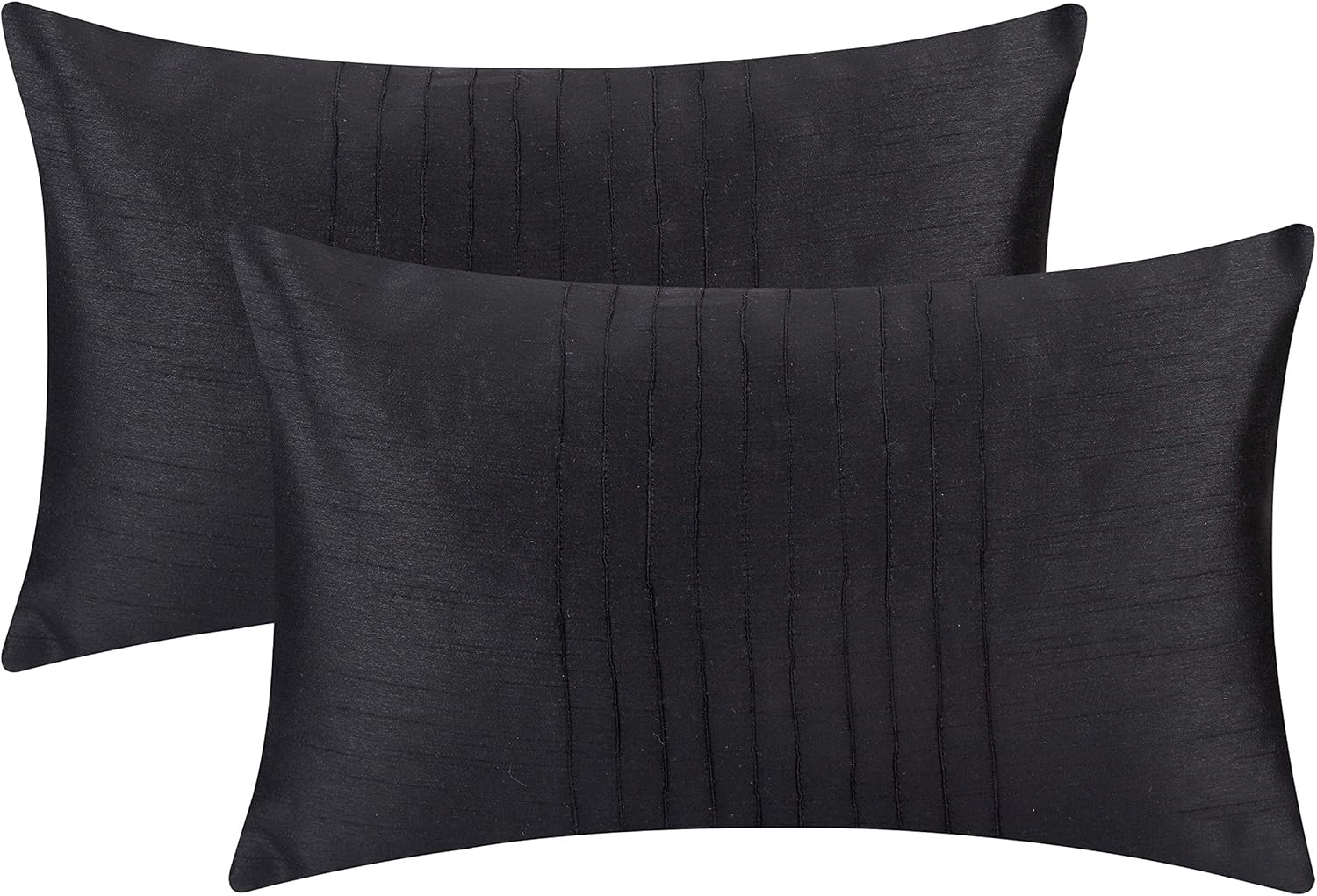 The White Petals Set of 2 Pillow Black with Pin Tucks Panel (20x20 inches, Black)