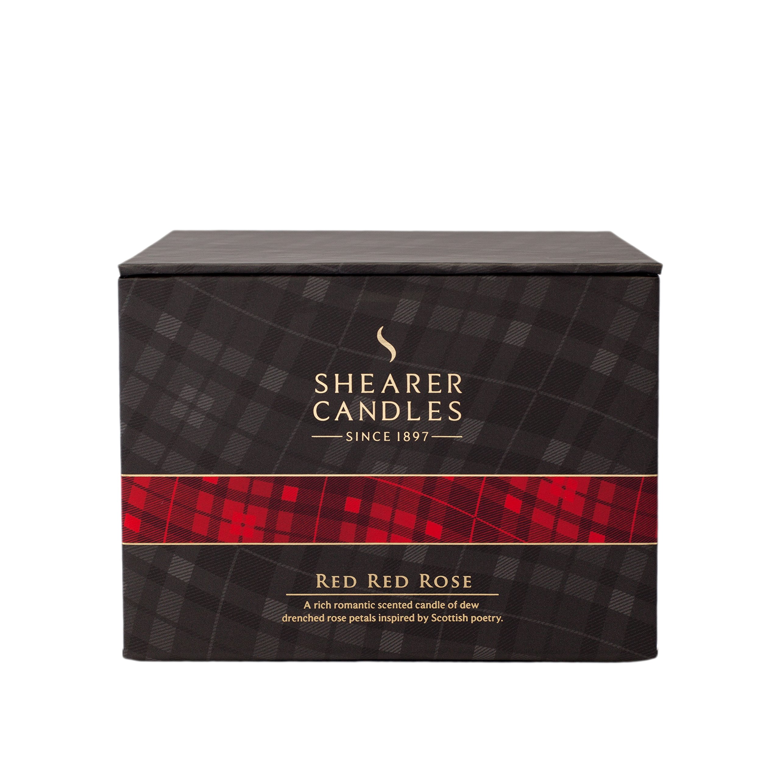 Shearer Black Candles Red Red Rose Scented Triple Wick Candle In Tartan Gift Box - Ivory Wax