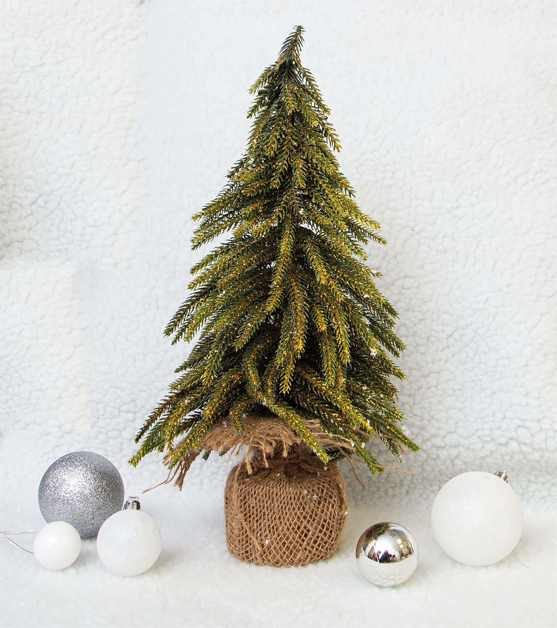 St Helens Decorative Christmas Tree - 35cm Green Gold Finish