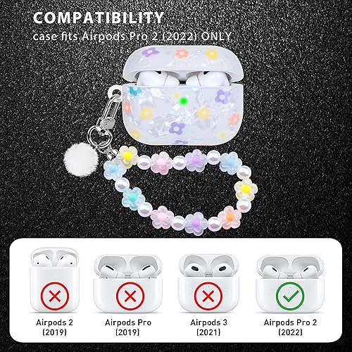 Miniatura 3 de Funda floral para Airpods Pro 2, funda estética floral compatible con Air Pro Pods de 2 generación (2022), carcasa para niña
