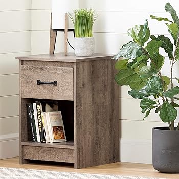 Amazon Com South Shore Versa 2 Drawer Nightstand Weathered Oak With Antique Handles Furniture Decor