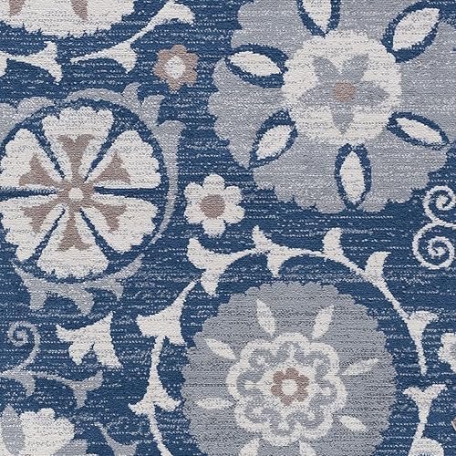 Miniatura 9 de Tayse Alfombra redonda moderna azul marino de 5.9 ft, alfombra de área para interiores, sala de estar, comedor, dormitorio, cocina, entrada,