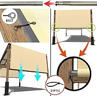 Vista 2 de Amgo 11' W x 26' L Toldo de pergola impermeable gris UPF50 para toldo de sol, tela de 220 GSM para patio al aire libre, 95% de bloqueo UV, incluye