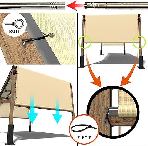 Miniatura 2 de Amgo Cubierta de repuesto para pérgola impermeable UPF50 de 11 pies de ancho x 26 pies de largo, tela de 220 GSM para patio al aire libre, 95% de