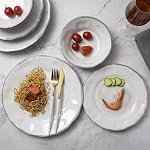 Ensembles de vaisselle à la mélamine - 12pcs Melamine assiettes de dîner, salades et bols, pour usage quotidien blanc