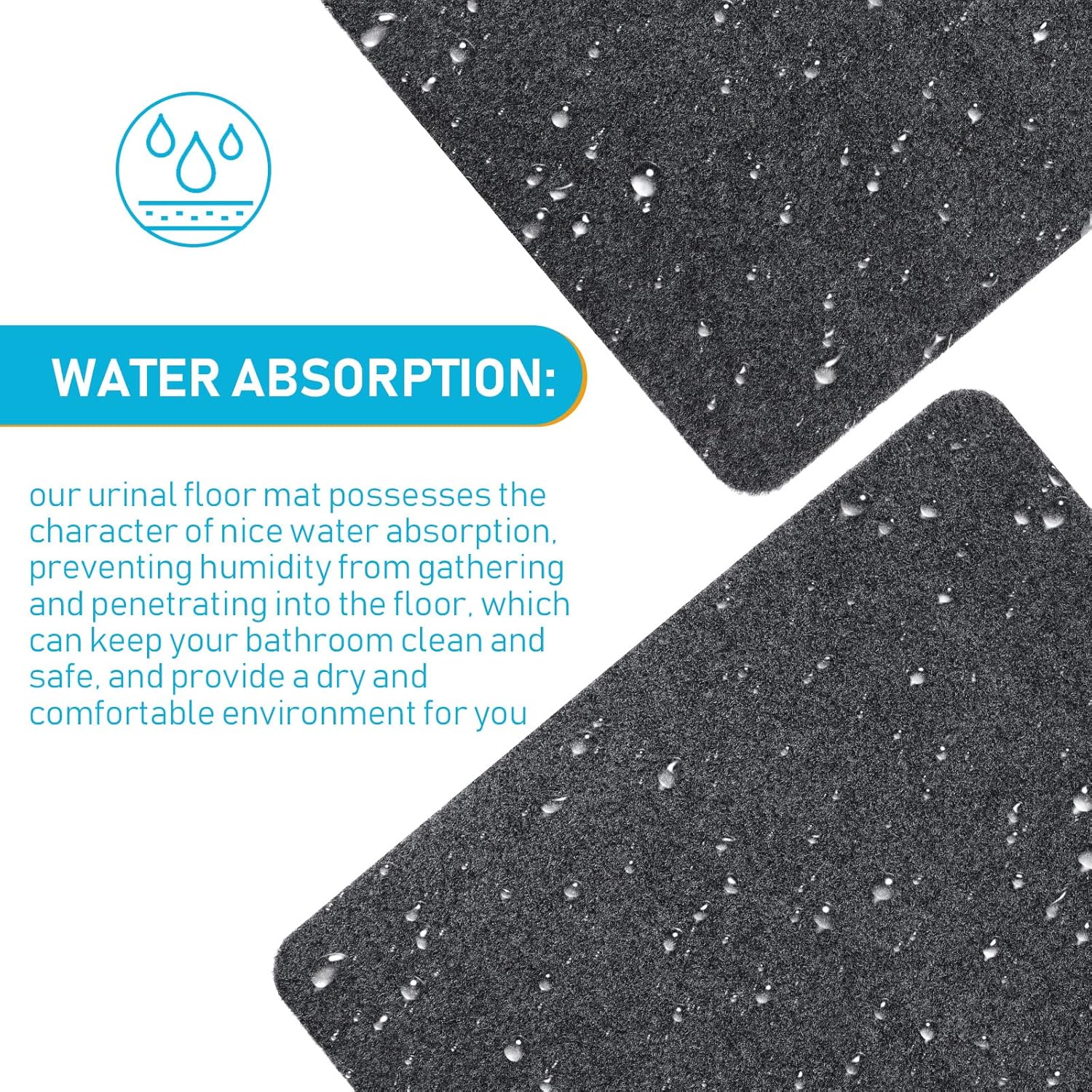 Nuanchu 6 Pack Urinal Mats for Men Bathroom Commercial Floor Mats Pads, Non-Slip Splash Water Absorption Toilet Bulk Washable for Men's Bathroom Restroom, 17.3" x 22" (Grey)