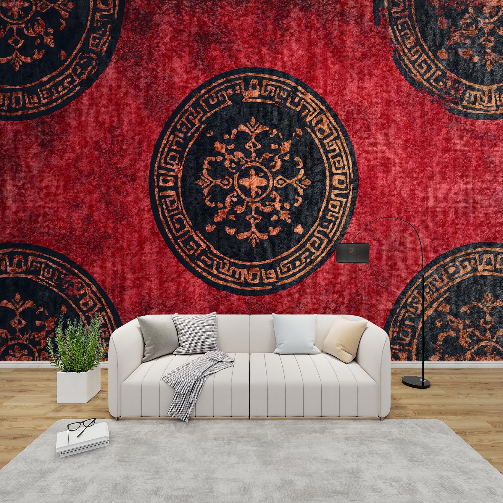 QEODAH Oriental Wallpaper for Living Room, Chinese Asian Wall Art for Bedroom, Vintage Traditional Wall Mural, Renter Friendly Removable Waterproof Non-Woven Photo Wallpaper 3D, 200x140 cm