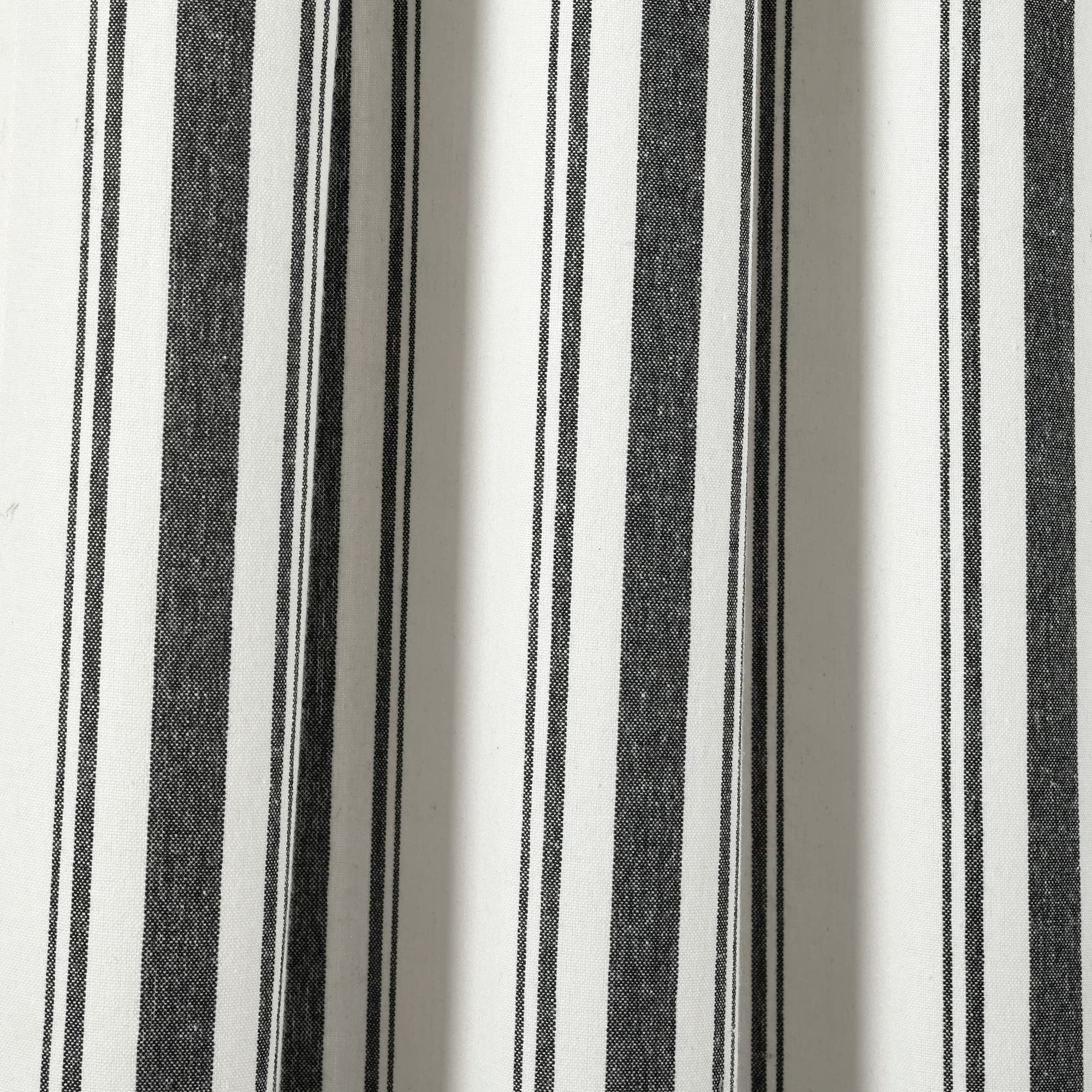 Lush Decor Farmhouse Stripe Yarn Dyed Eco-Friendly Recycled Cotton Window Curtain Panel Pair, 95" L x 42" W, Black - Image 3