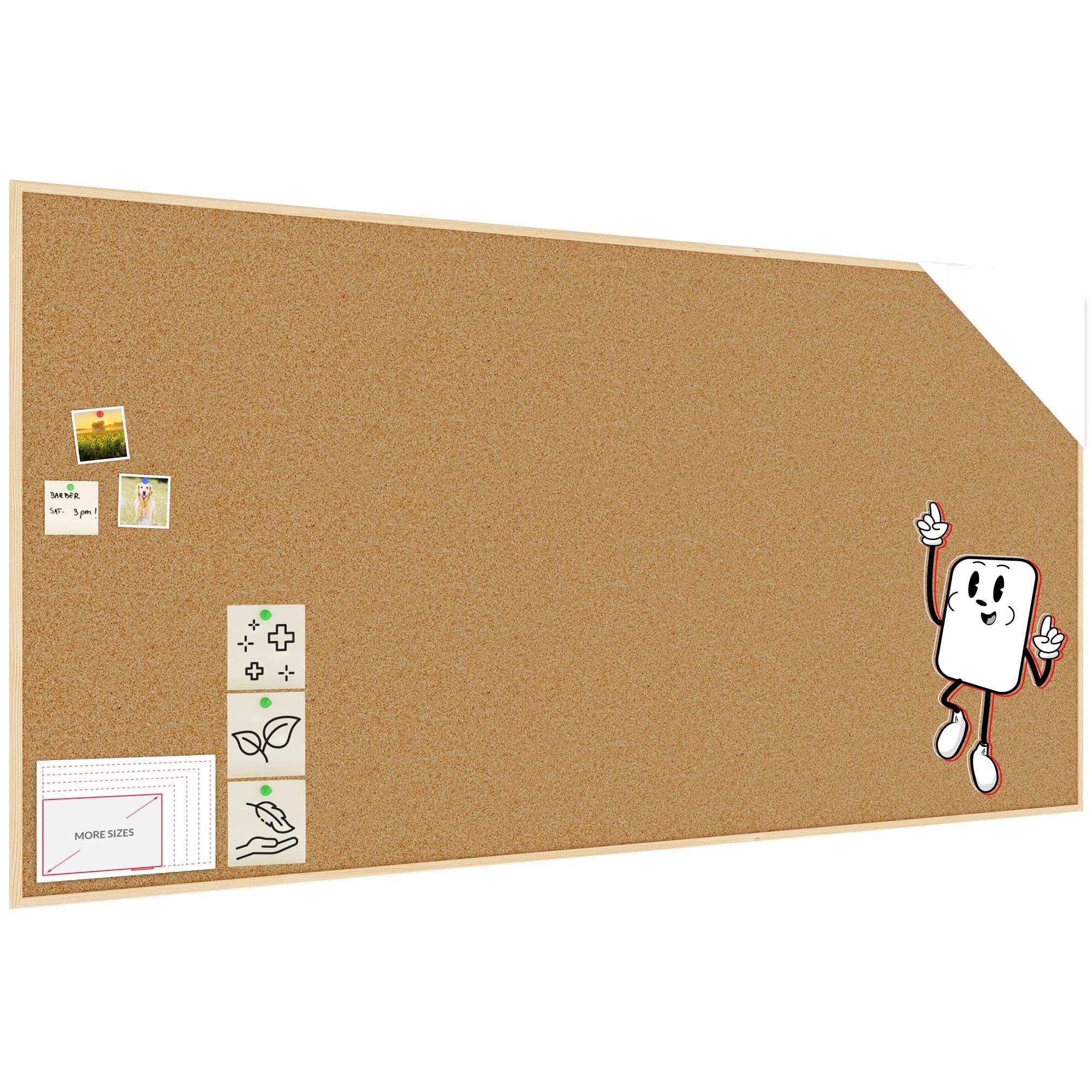 ALLboards Cork Notice Board Wooden Natural Frame 240x120 cm + Free Accessories