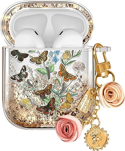 Miniatura 34 de Funda para Apple para Airpod Pro 2/1 - Funda Kawaii bonita estética femenina para niñas y mujeres, protector líquido con purpurina brillante, Rosado