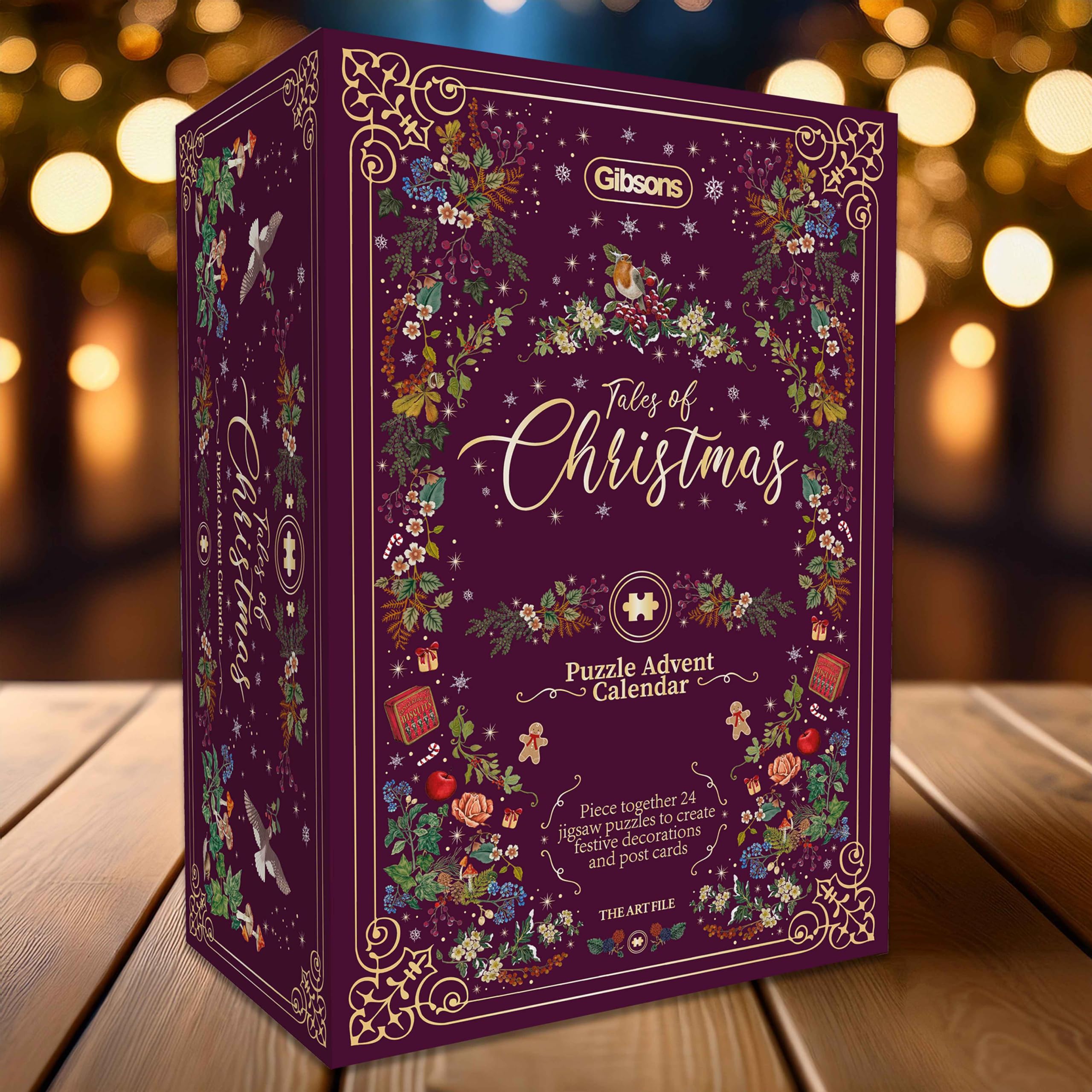 Gibsons The Art File Collection - Calendario dell'Avvento "Racconti di Natale", 24 mini puzzle natalizi giornalieri per adulti e bambini, set regalo per il conto alla rovescia delle festività