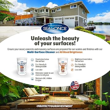 Seal-Once Multi-Surface Cleaner Concentrate for Wood and Concrete, 2 lb | Cleans & Enhances, Wood, Concrete, Outdoor Patios, Docks and Piers