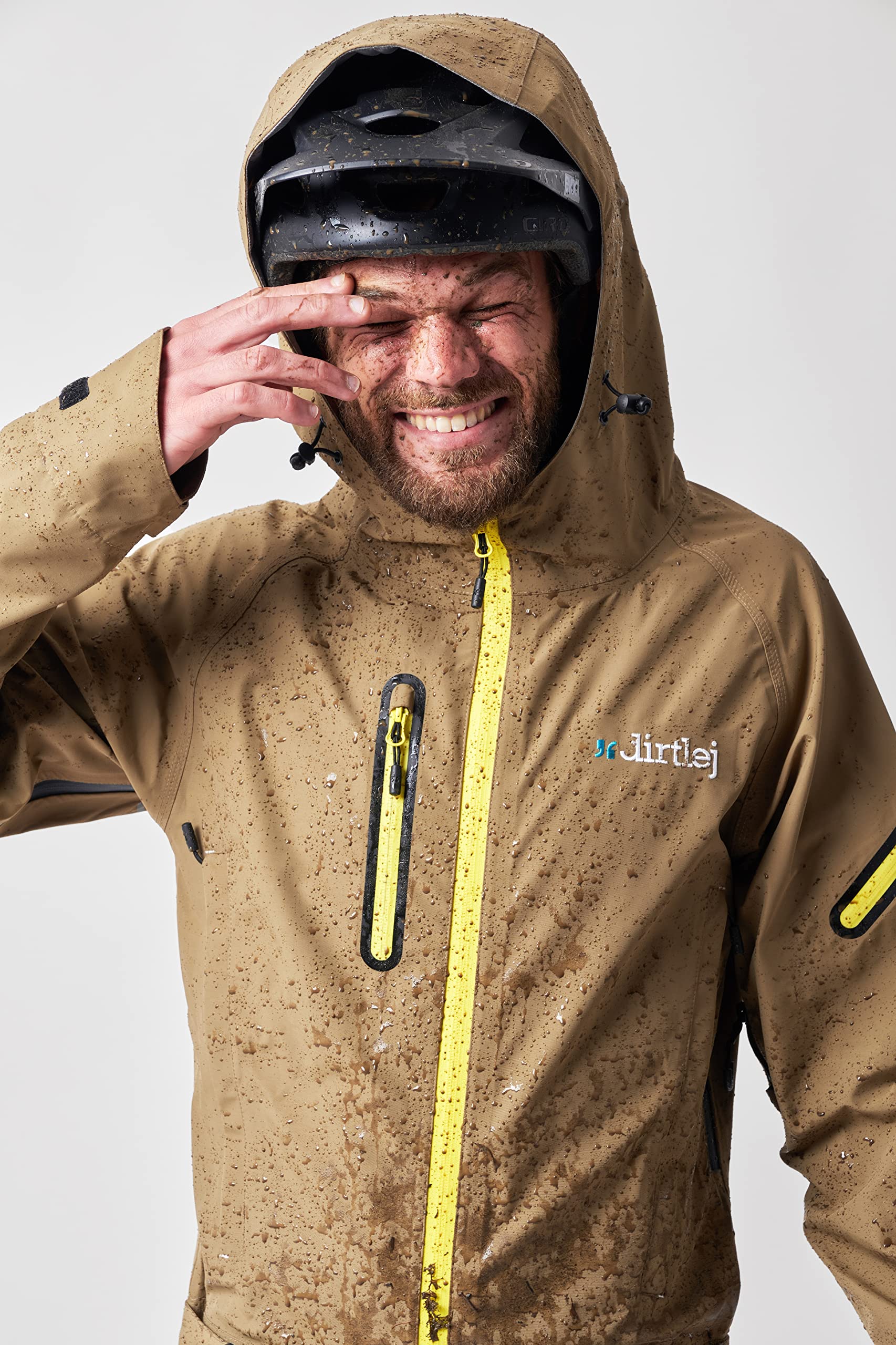 dirtsuit core edition sand/yellow, Fahrradanzug, Matschoverall für Mountainbiker Herren, zip-off-Hose bis Knie