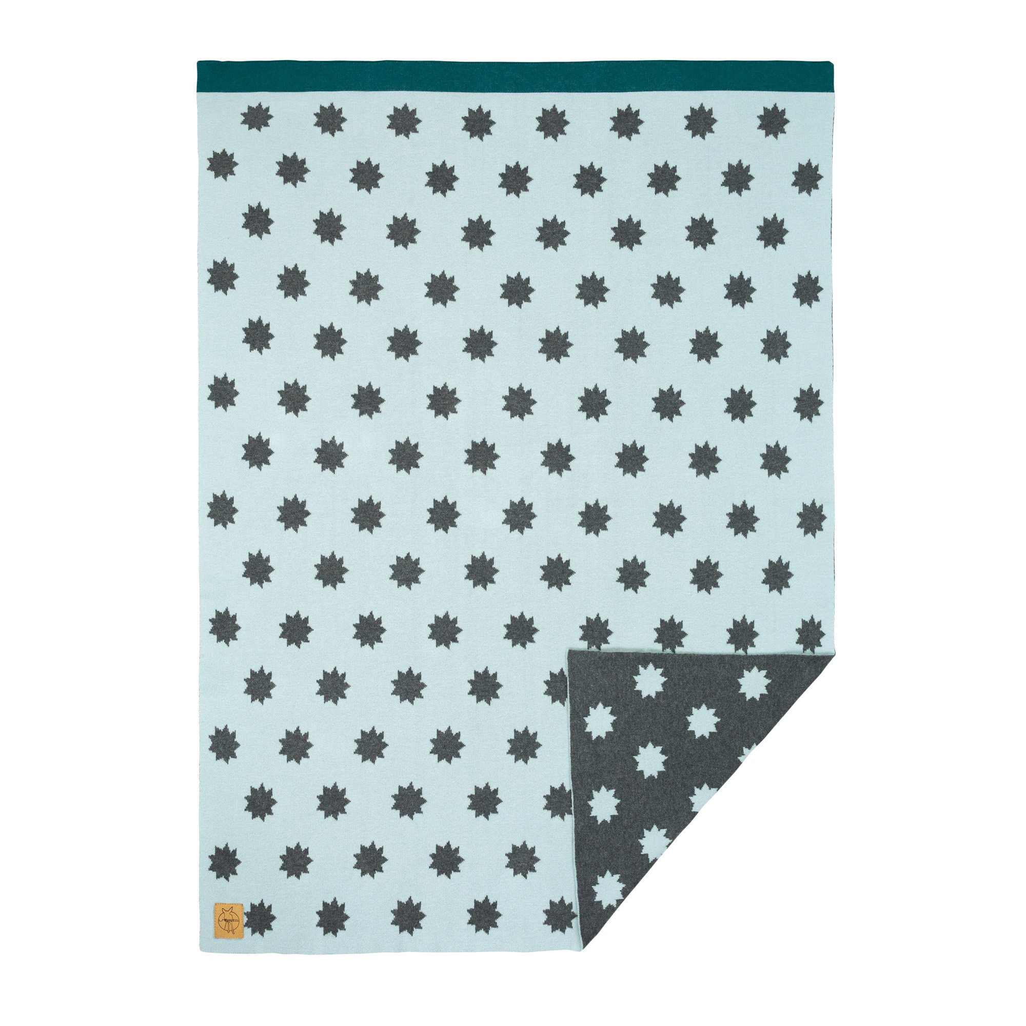 LÄSSIG Baby Blanket Little Chums Stars koc z dzianiny miękki bawełna ekologiczna certyfikat GOTS/Baby Blanket Little Chums Stars miętowy