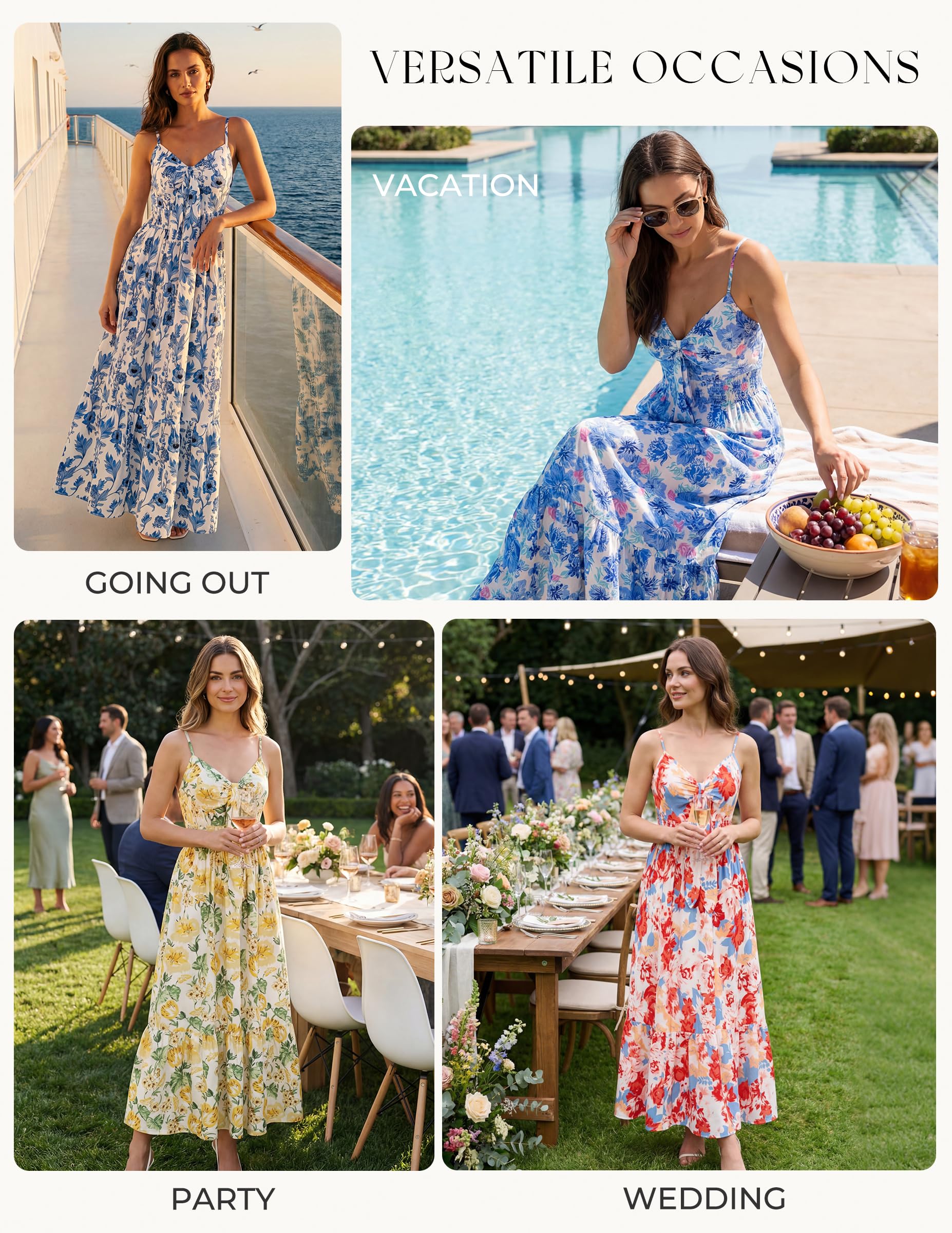 GRACE KARIN Womens Summer Floral Maxi Dresses 2026 Long Flowy Boho Dress Beach Vacation Sundresses Casual Clothes with Pocket: Small Green Yellow Flower