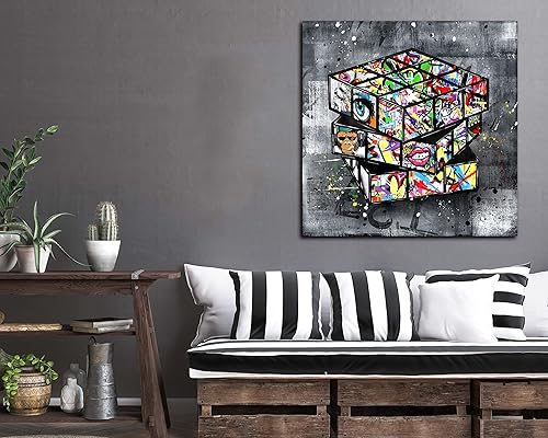 Miniatura 42 de SIXTTART Banksy - Arte de pared en lienzo para sala de estar, arte de pared de graffiti callejero para dormitorio, pintura abstracta grande, arte