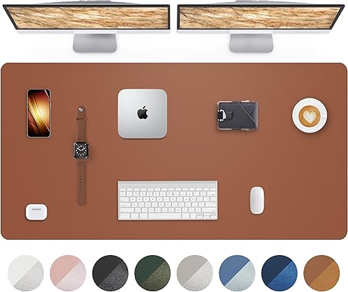 Miniatura 17 de Tapete protector para escritorio y mouse, antideslizante, de piel sintética, tapete impermeable de escritura para laptop, para oficina y hogar