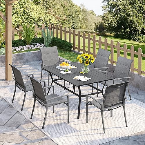 VICLLAX Patio 7 Pieces Outdoor Dining Set, 59" Dining Table