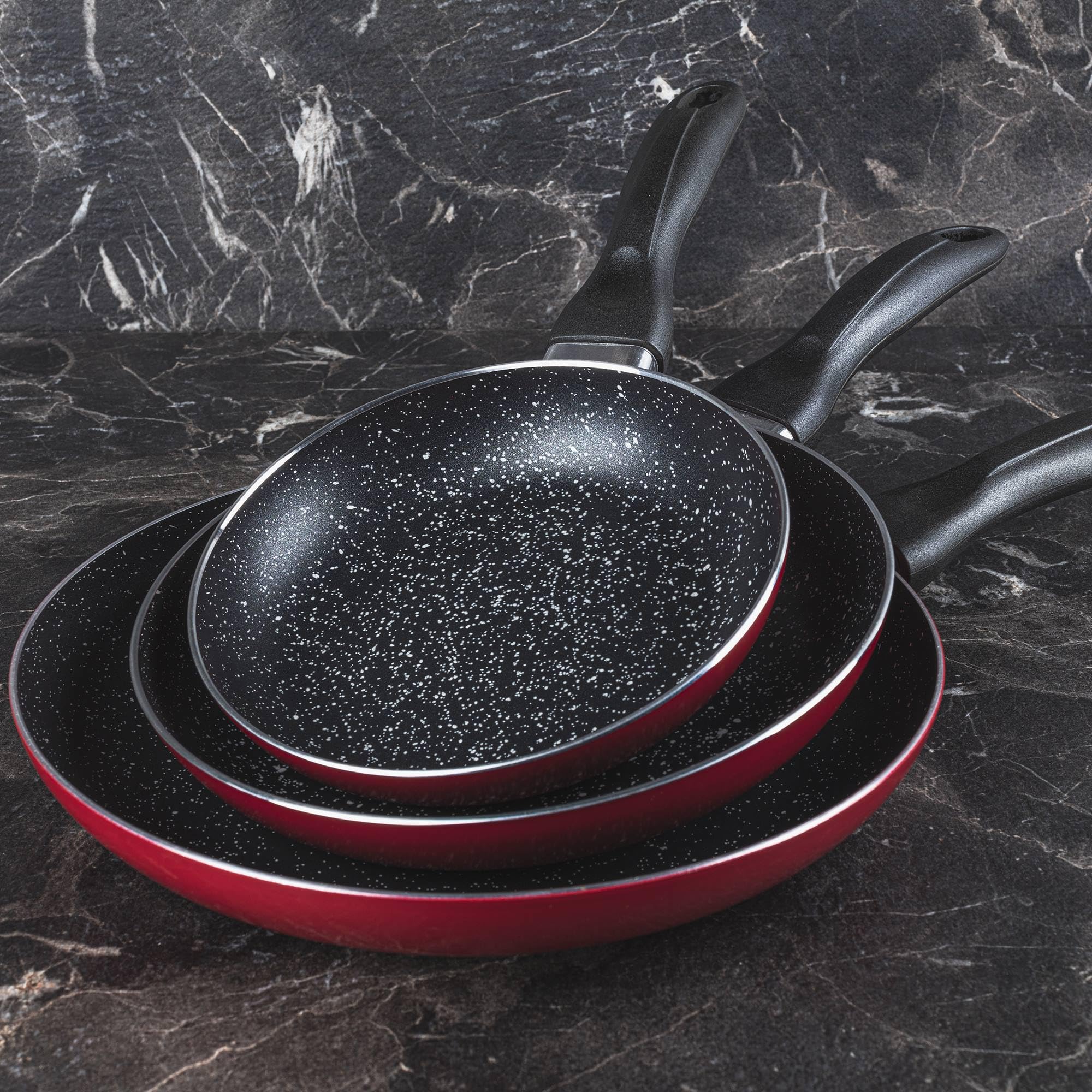 San Ignacio - PK2356, Batteria da cucina 5 pezzi, in acciaio inox e set di 3 padelle diametro 16, 20 e 24 cm, in alluminio pressofuso, adatte per induzione