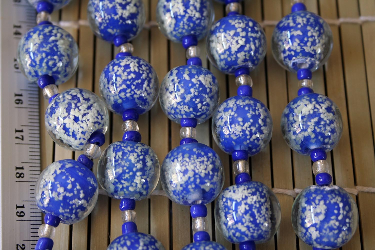 Halloween Blue Round Glow In Dark Lampwork Glass Beads(Pack of 12 beads)
