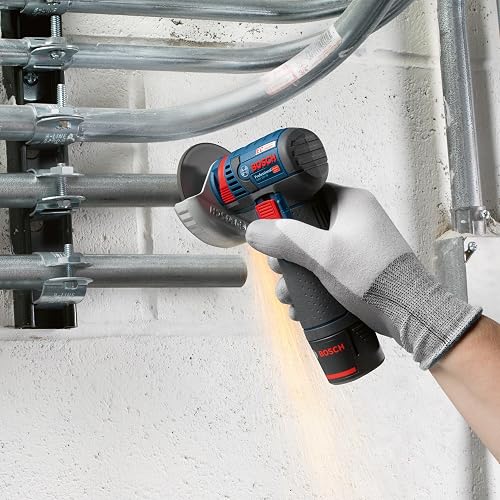 Bosch Professional 06019F200C Smerigliatrice Angolare GWS 12 V 76 (Sistema da 12 Volt, 2 batterie da 2.0 Ah, 5 Pezzi Set di Dischi da Taglio e Molatura, in Borsa), Blu, Size - 3