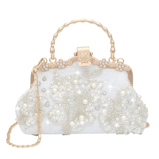 YEBON Ladies Evening Clutch Bag Elegant Shiny Pearl Handbag for