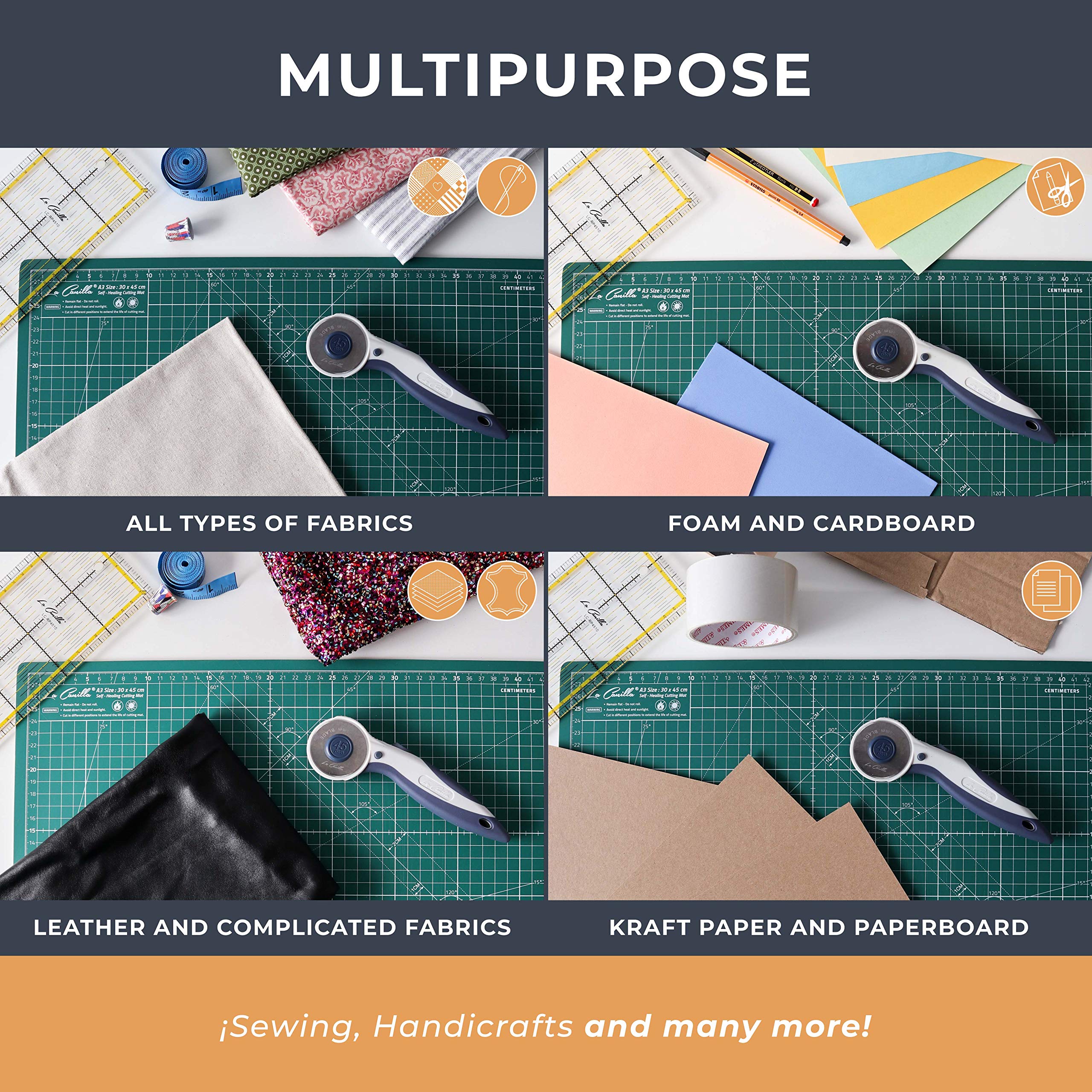 Taglierina Circolare Per Tessuti 45mm - Con 6 Lame Di Ricambio Per Cucito E Fai Da Te - Foto 7