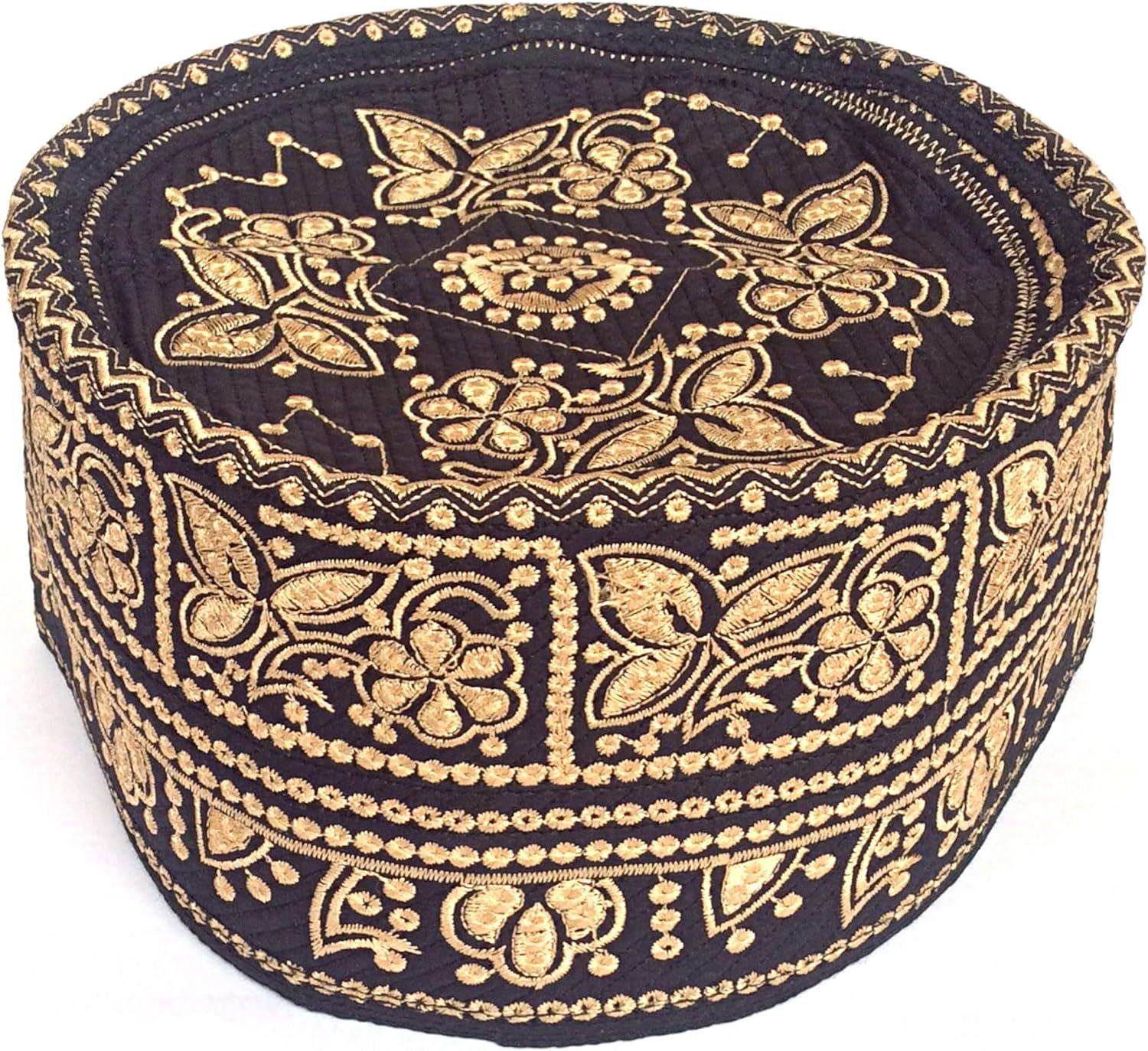Kufi Men's Unisex Skull Cap Broad Strap Solid Hat with Hand Embroidery Kufi Caps Knitted Beanie Summer Headwear Long Hats