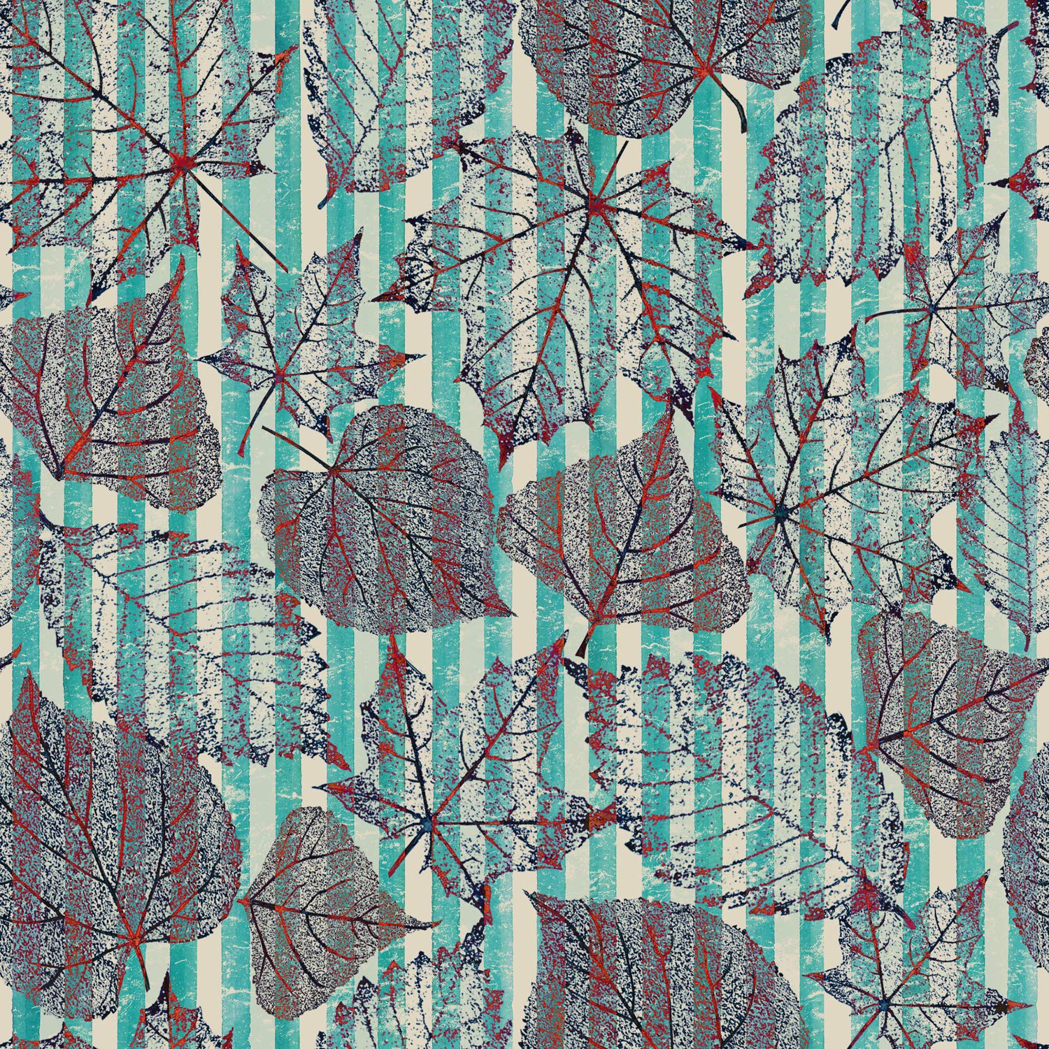 DWELLSINDIA Leaves in Striped Background Self Adhesive Peel and Stick PVC Wallpaper Waterproof, Scratch Resistant, Laminated (41x244 CM, Multicolor, Matt)