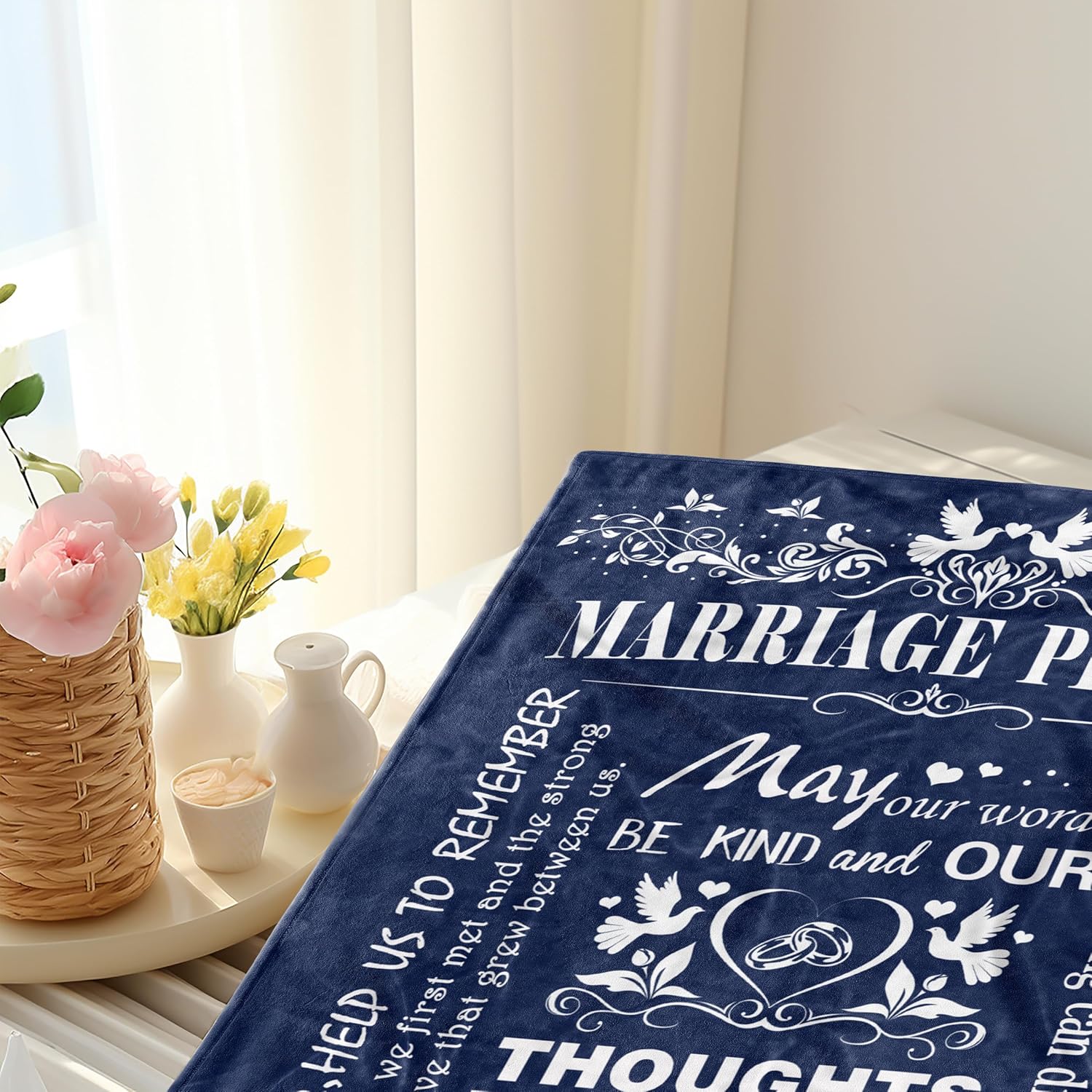 Marriage Prayer, Wedding Gifts for Newlyweds, Marriage Prayer Wedding Gifts 50" x 60" Blankets, Engagement Gifts for Couples Christian Religious Prayer Quote, Bridal Shower Gifts - Image 3
