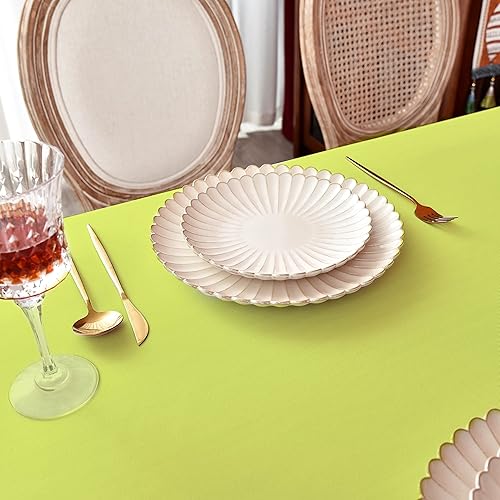 Miniatura 8 de MEANMOY Mantel rectangular color verde lima de 210 GSM resistente al agua y a las manchas para mesa de 4 pies, mantel rectangular sólido de 52 x 70