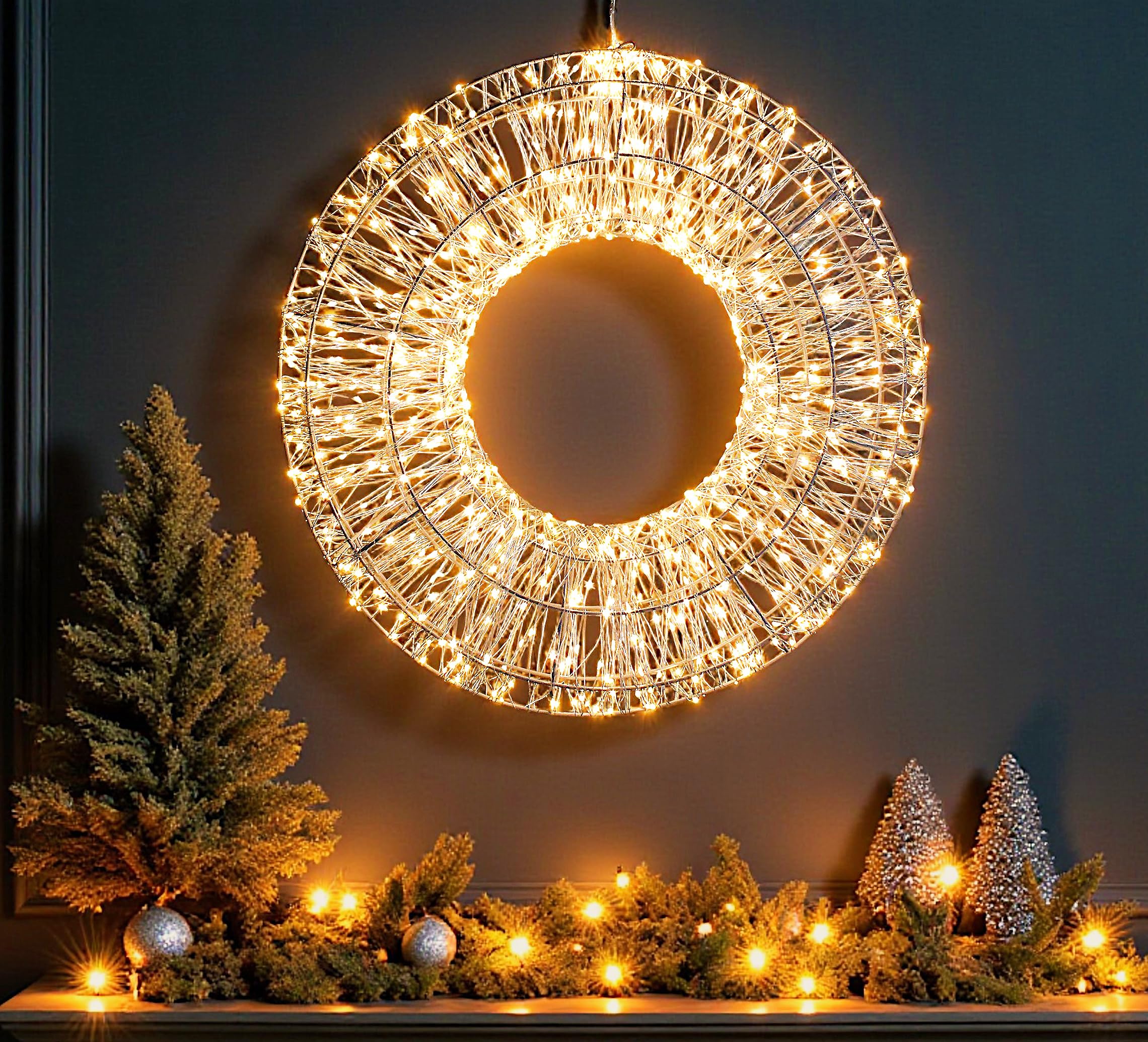 LED Leuchtkranz 800 LED 50 cm mit Timer Lichterkranz Weihnachtskranz Weihnachtsbeleuchtung Deko Kranz Deluxe